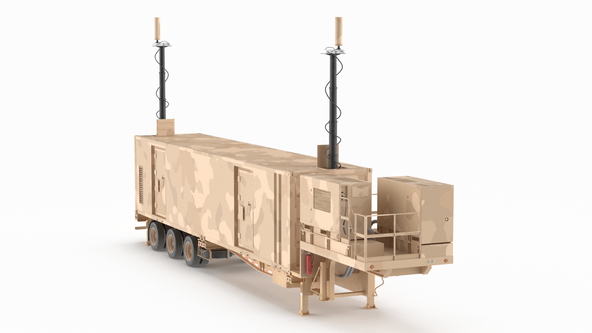 3D model Battery Control Center Sand Camouflage with Antennas Up