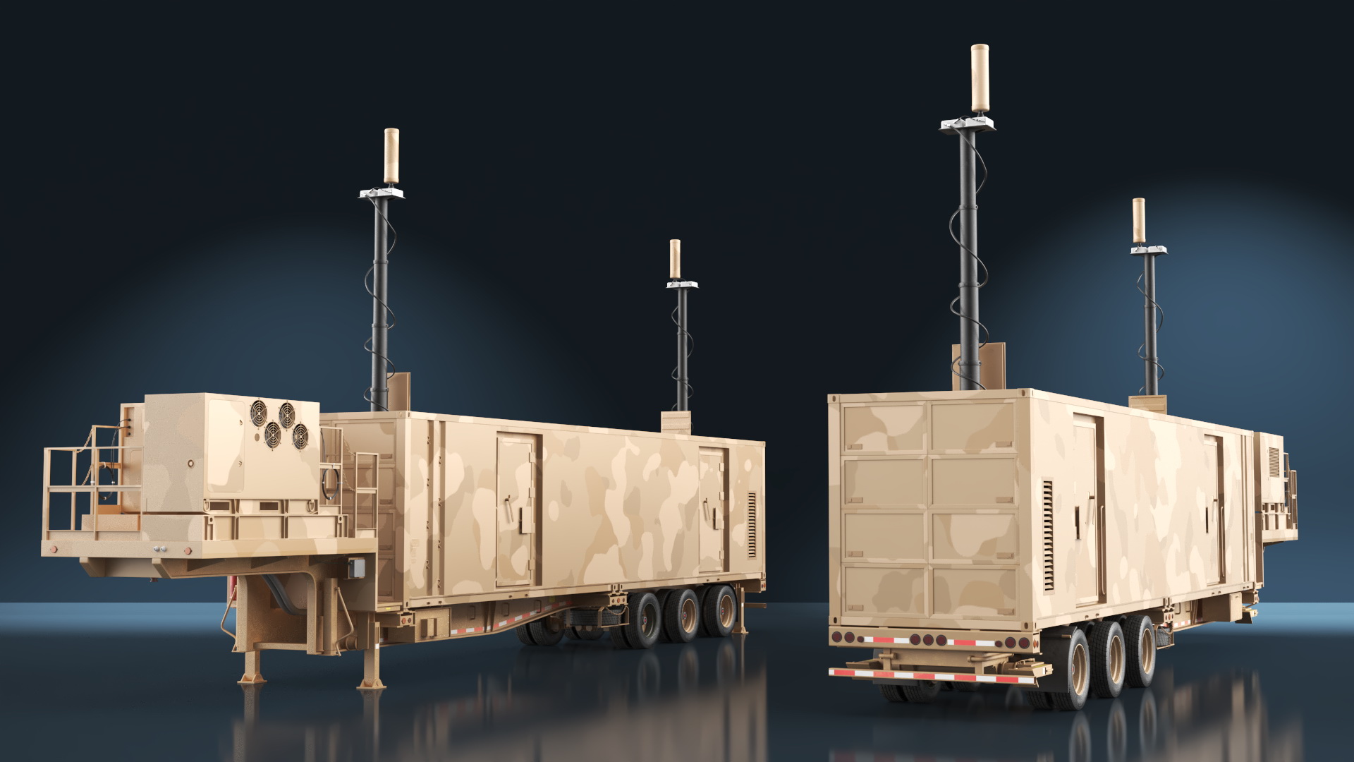 3D model Battery Control Center Sand Camouflage with Antennas Up