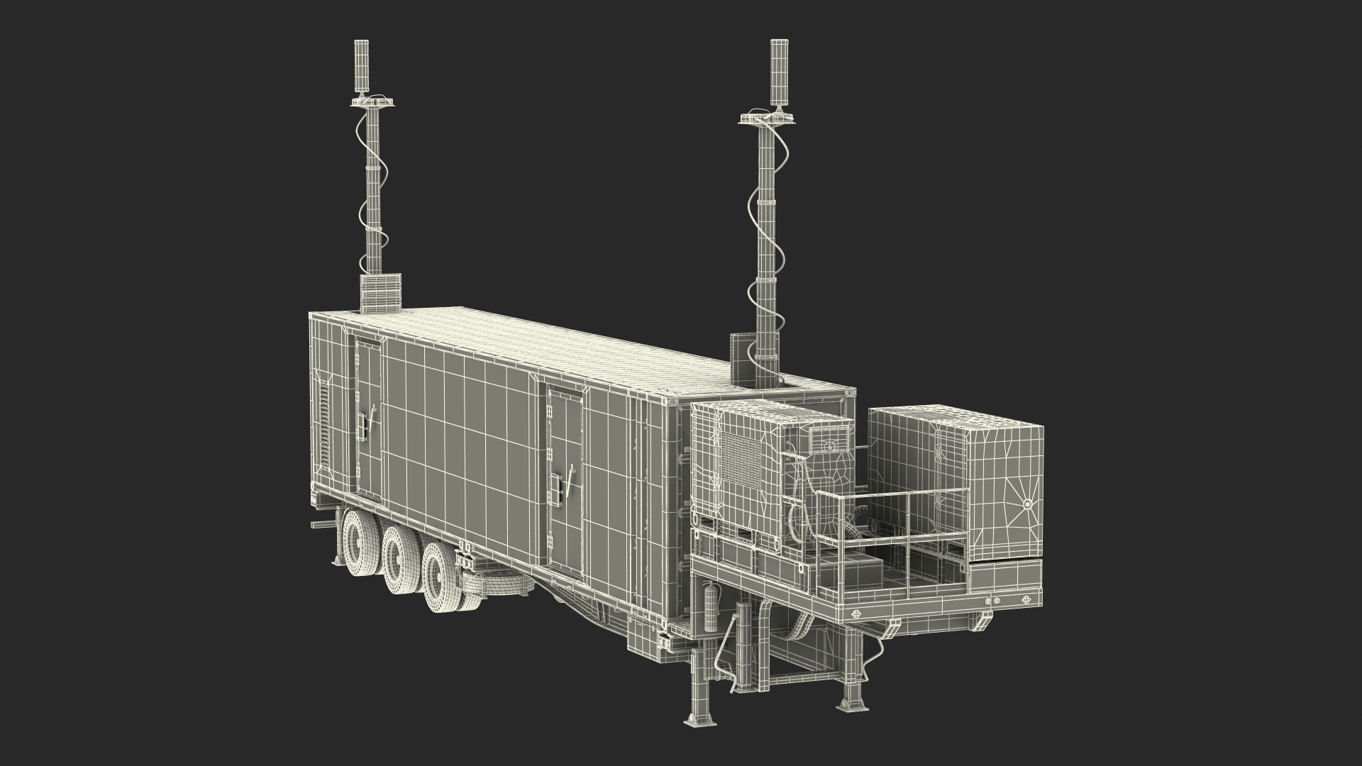 3D model Battery Control Center Sand Camouflage with Antennas Up
