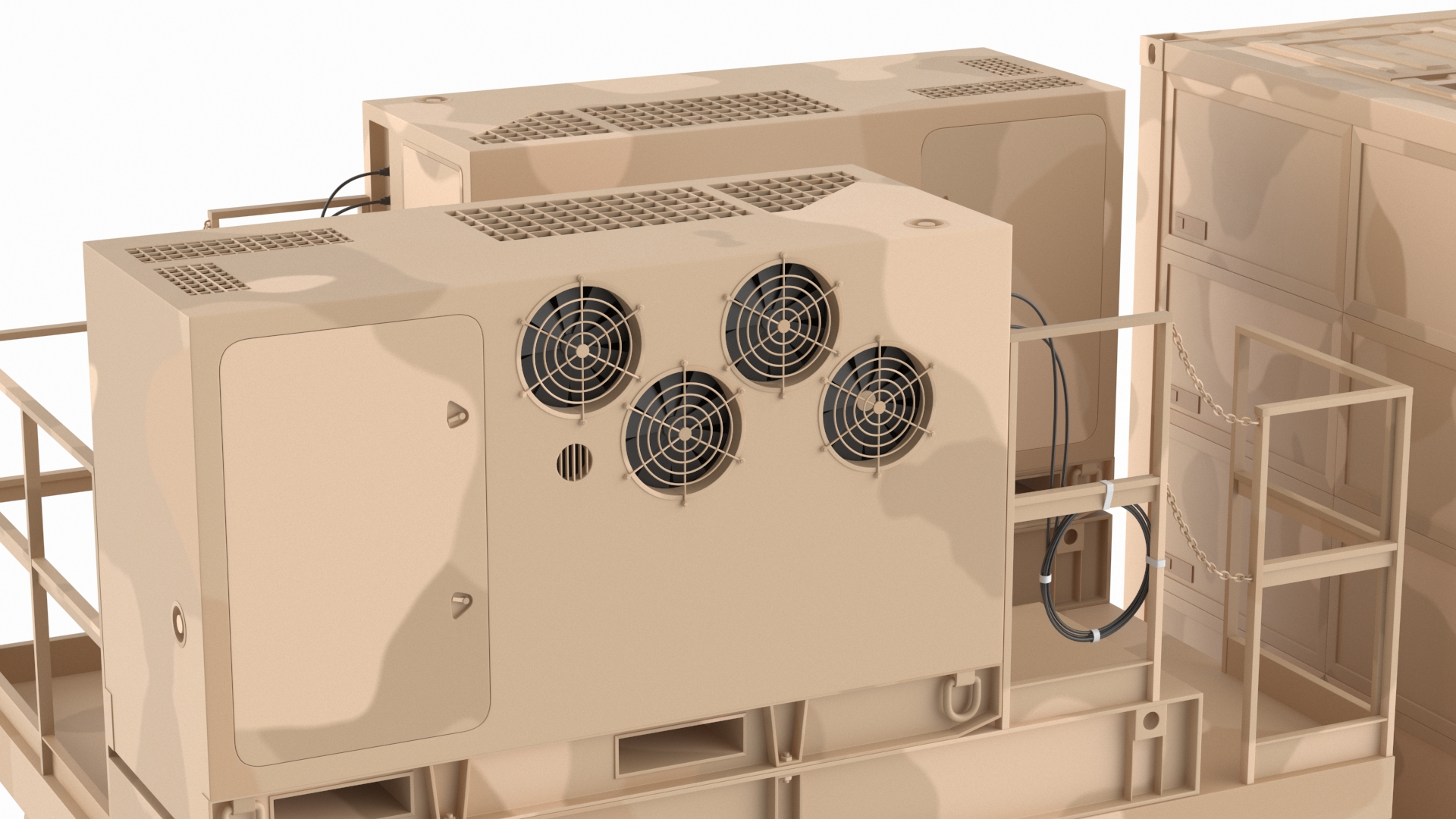 3D model Battery Control Center Sand Camouflage with Antennas Up
