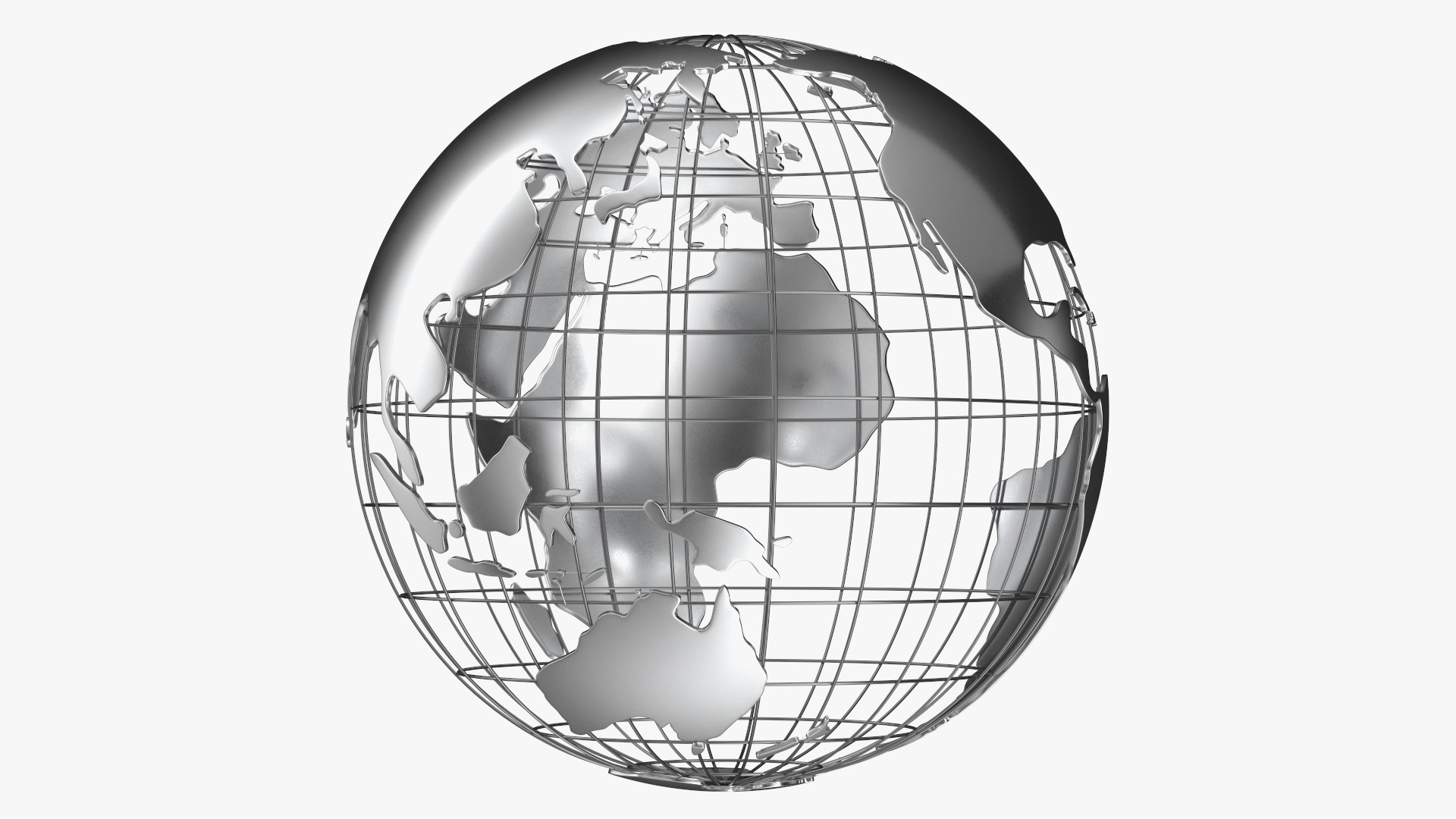 3D Wire Frame Globe Chrome model