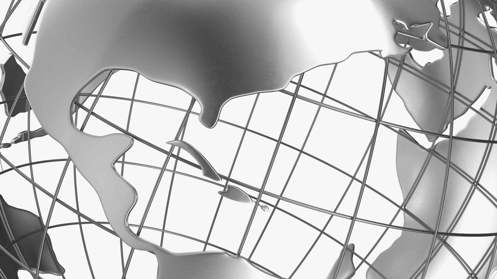 3D Wire Frame Globe Chrome model