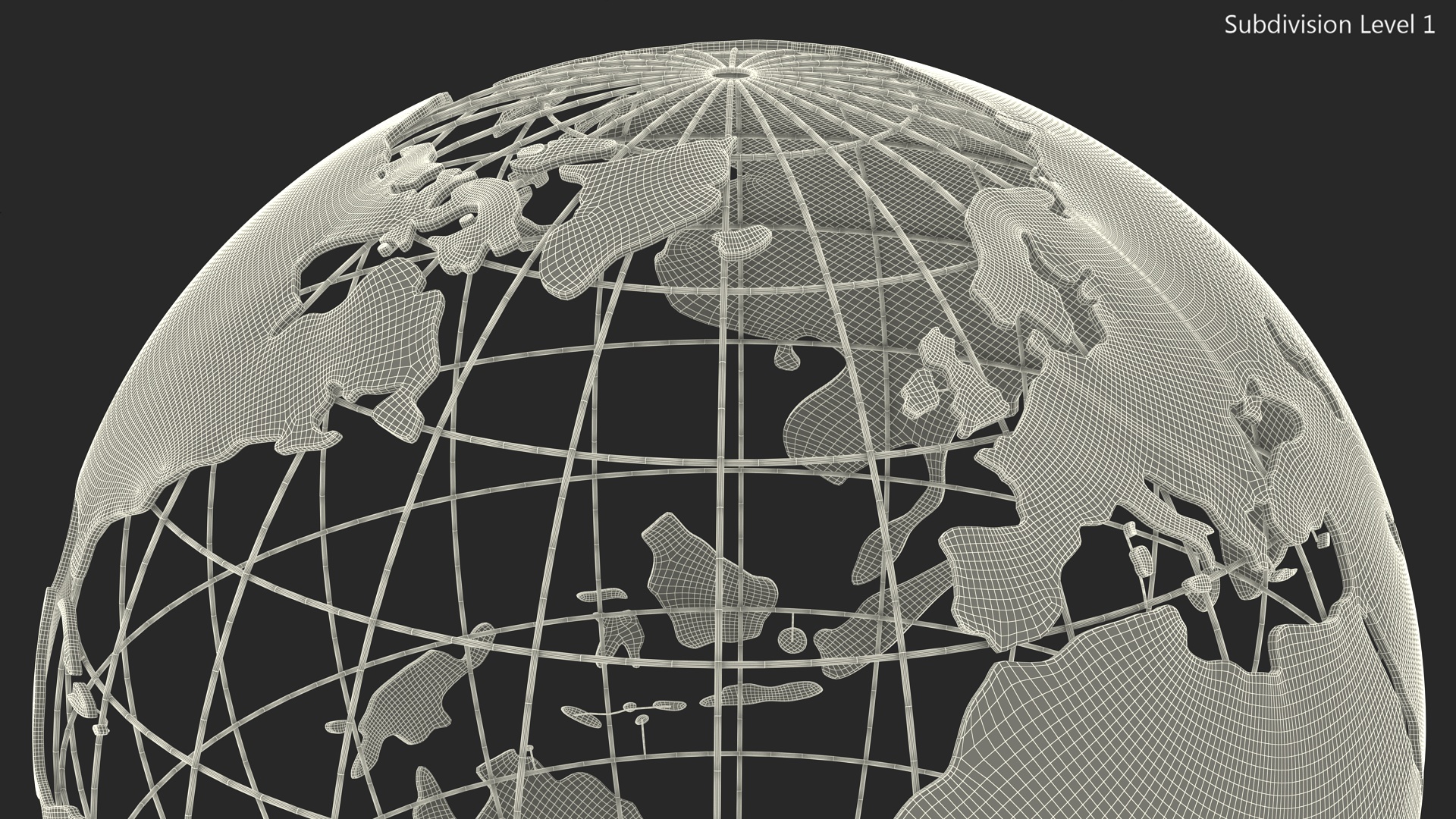 3D Wire Frame Globe Chrome model