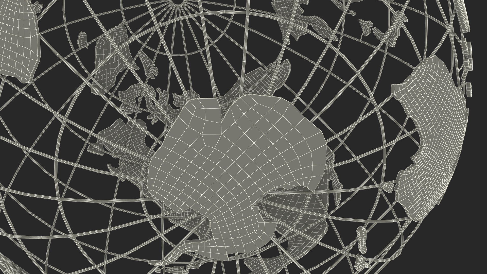 3D Wire Frame Globe Chrome model
