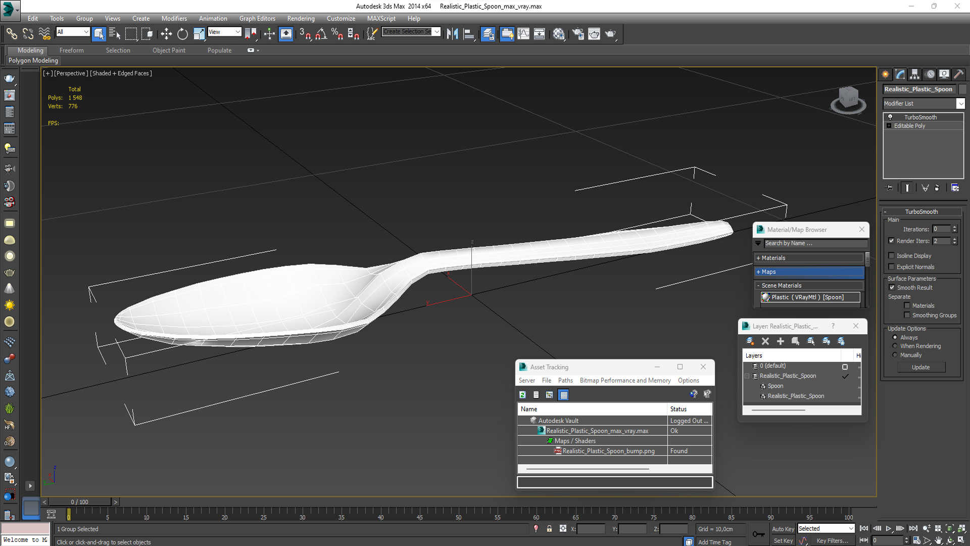 3D Realistic Plastic Spoon model
