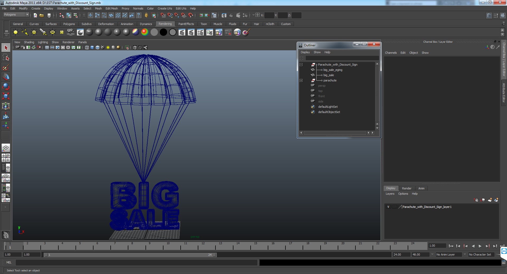 3D Parachute with Discount Sign model