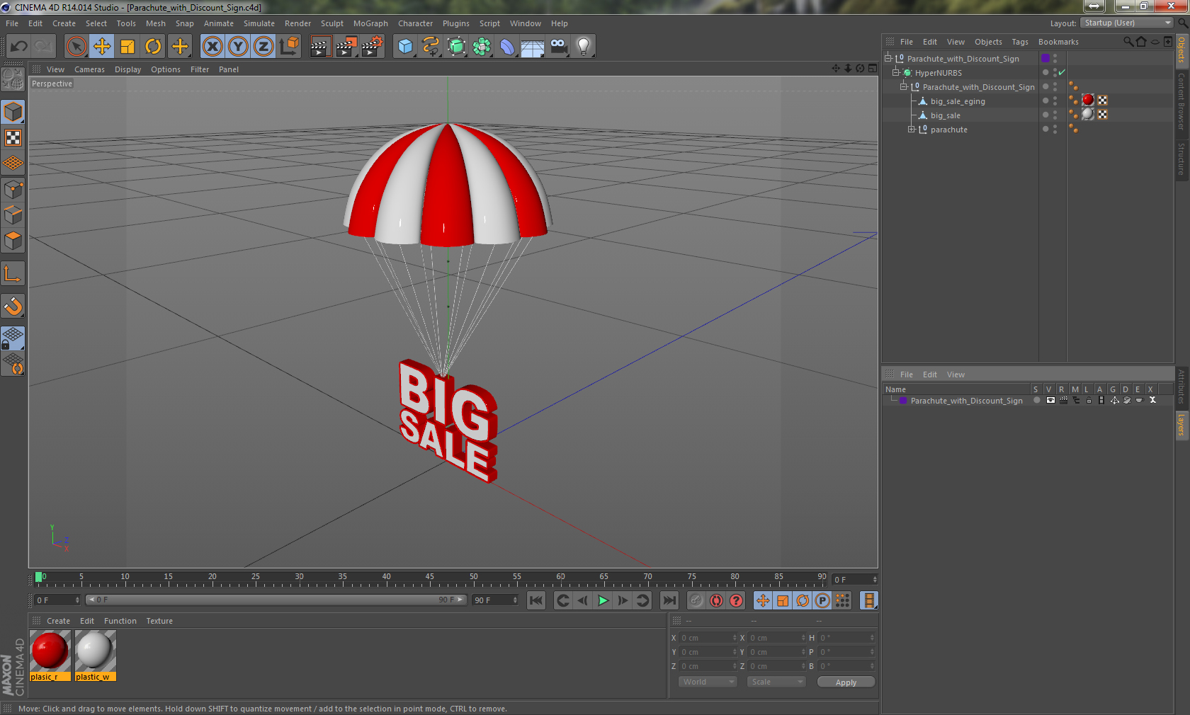 3D Parachute with Discount Sign model