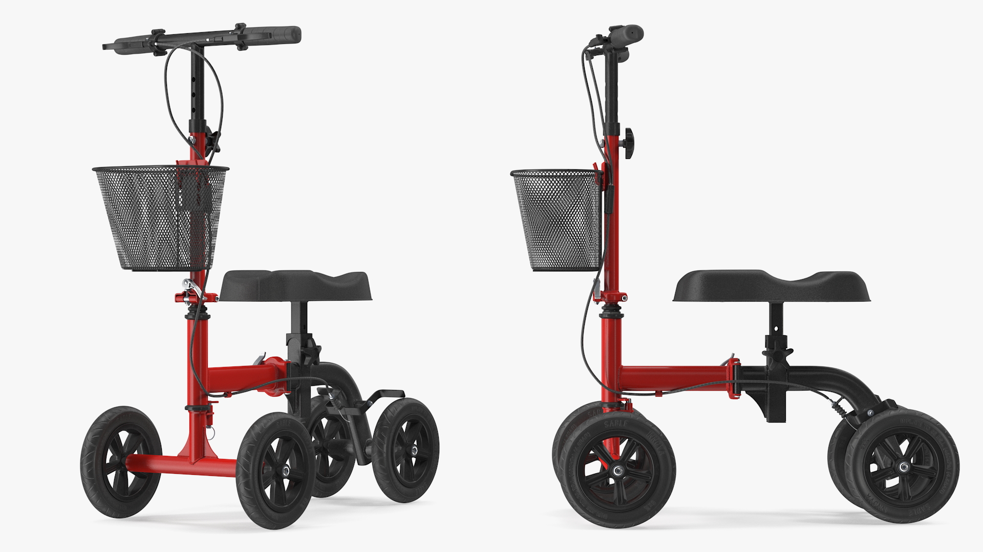 Knee Scooter Red Rigged for Maya 3D