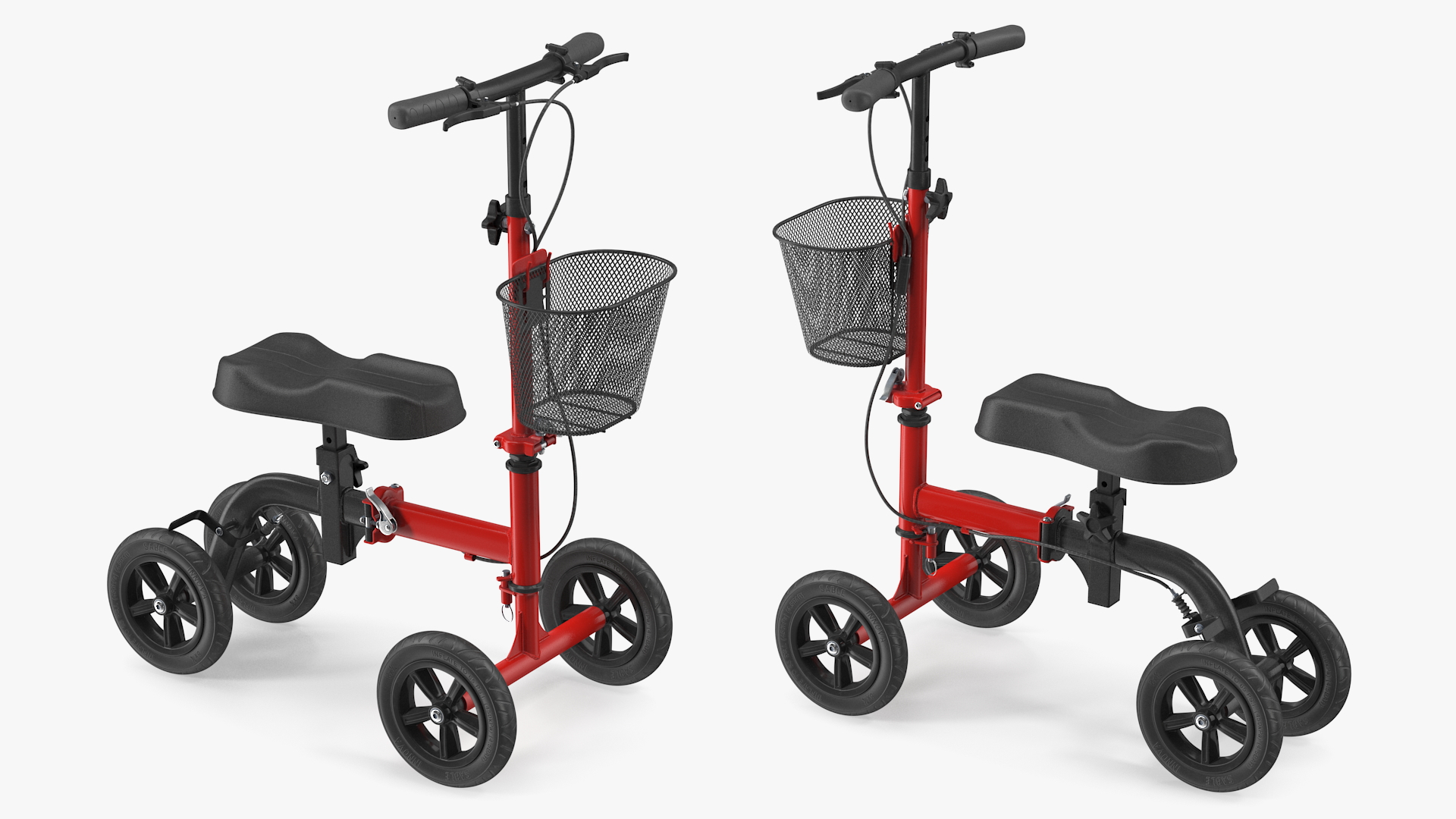 Knee Scooter Red Rigged for Maya 3D