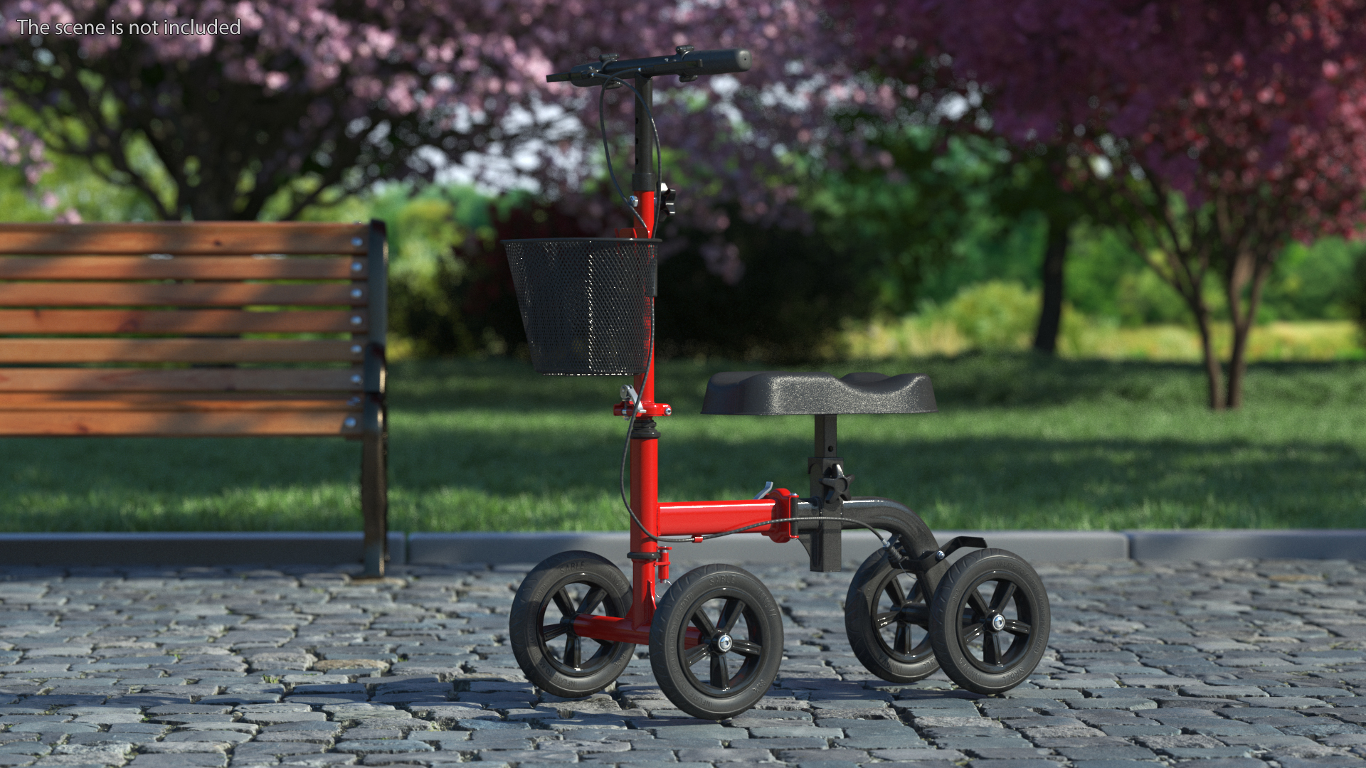 Knee Scooter Red Rigged for Maya 3D