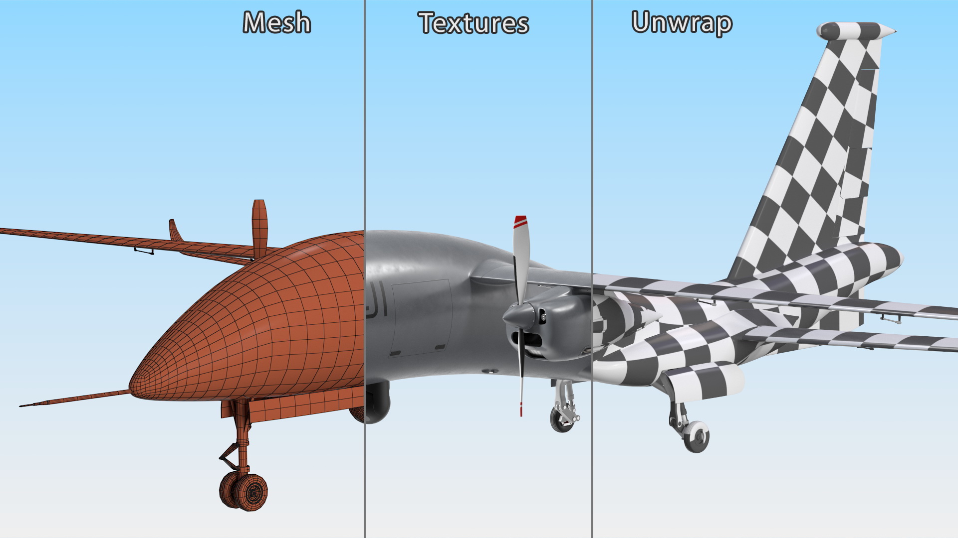 Yabhon United 40-UAV Grey Color Rigged for Maya 3D