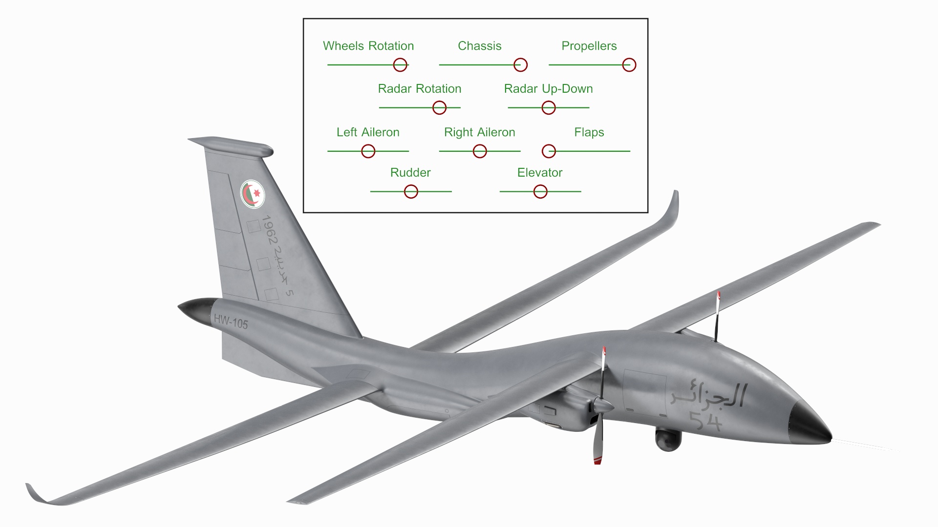 Yabhon United 40-UAV Grey Color Rigged for Maya 3D