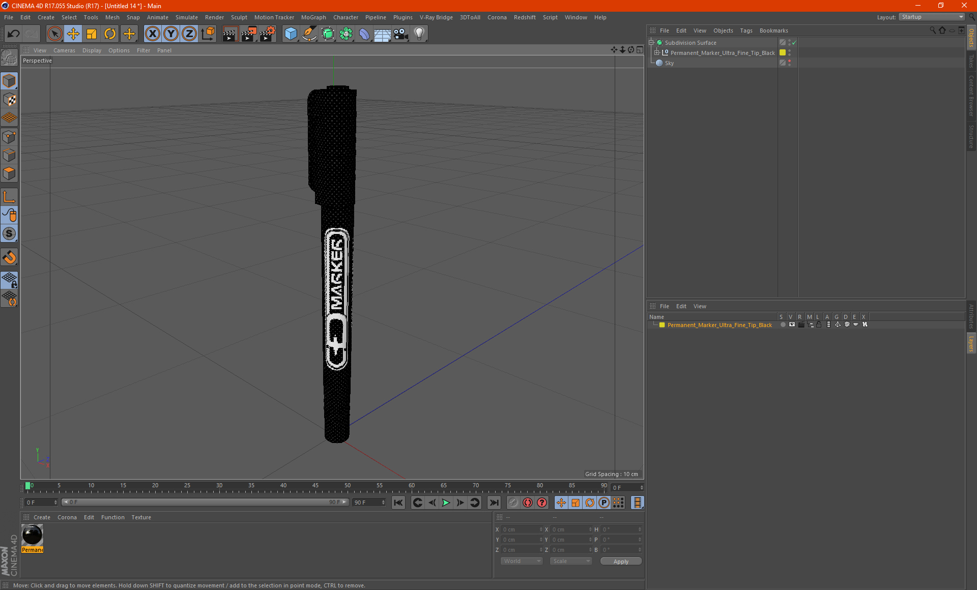 Permanent Marker Ultra Fine Tip Black 3D