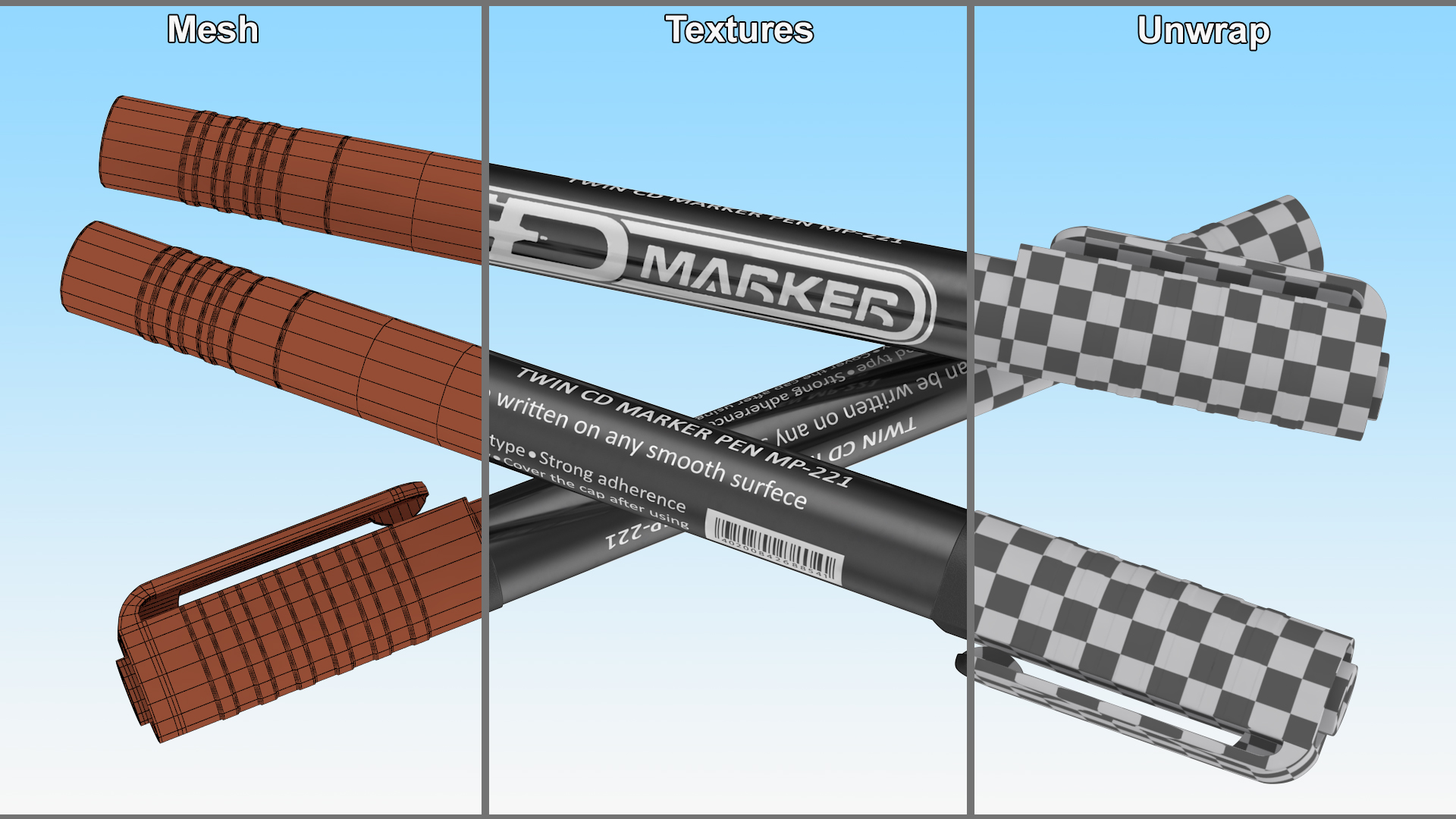 Permanent Marker Ultra Fine Tip Black 3D