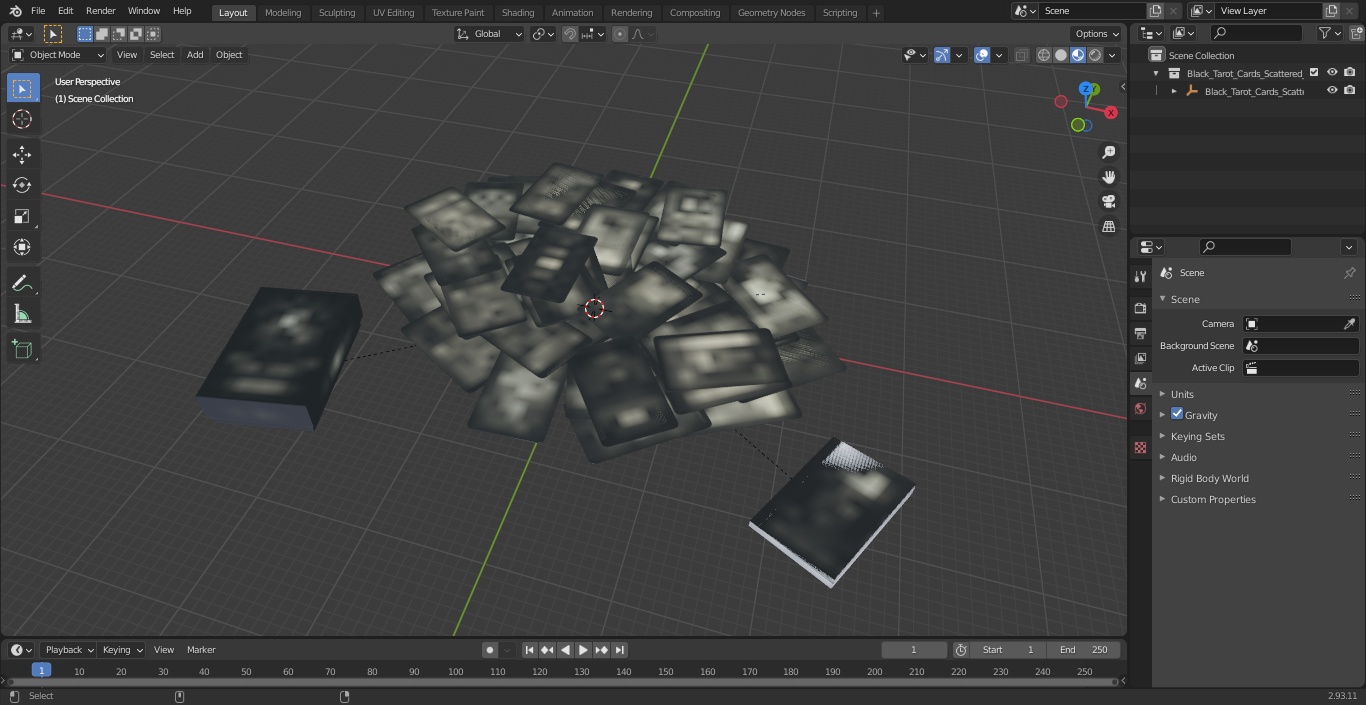Black Tarot Cards Scattered 3D