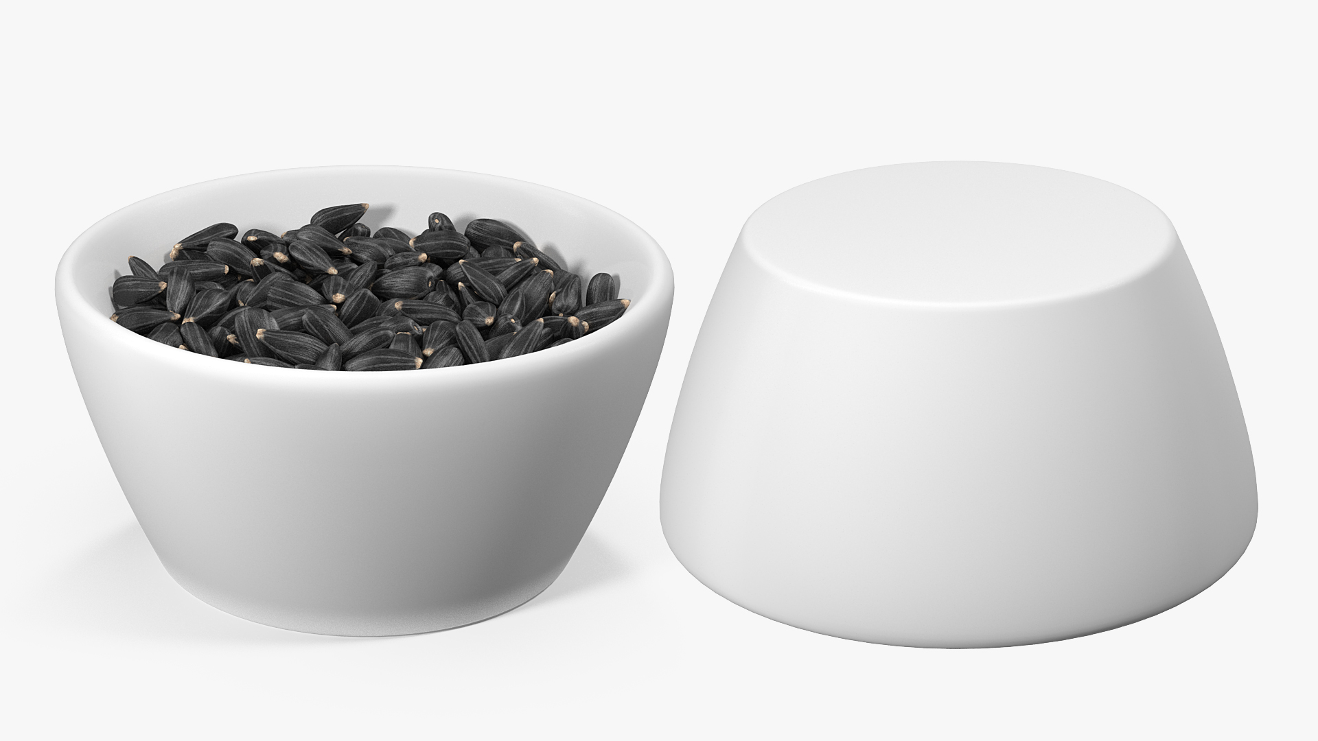 Full Bowl of Black Sunflower Seeds 3D model