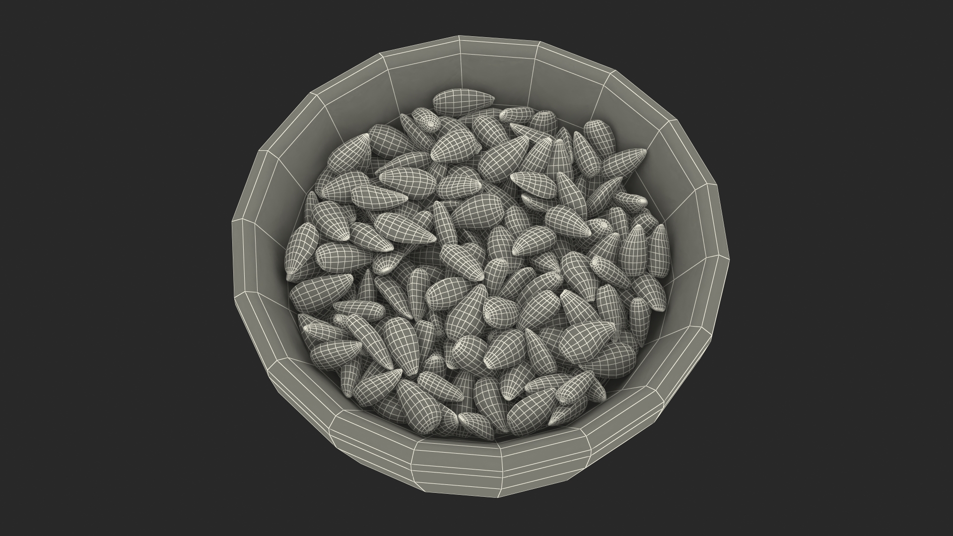 Full Bowl of Black Sunflower Seeds 3D model
