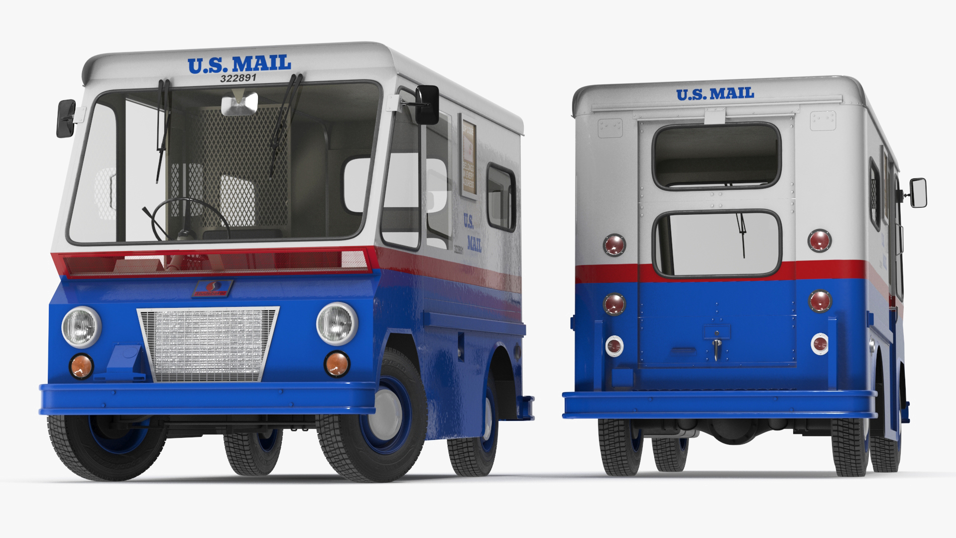 3D US Mail Studebaker ZIP Van Rigged model