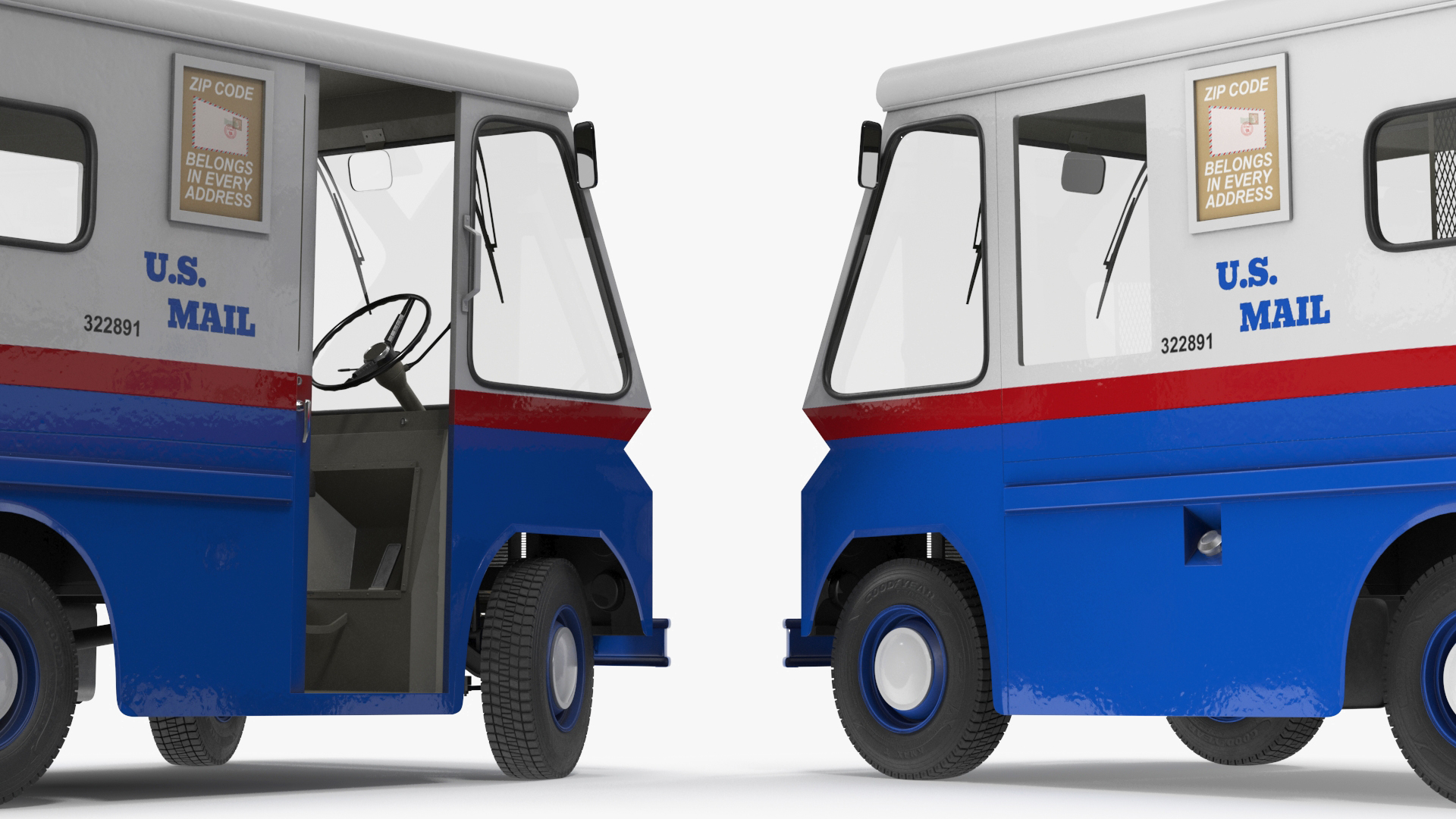 3D US Mail Studebaker ZIP Van Rigged model
