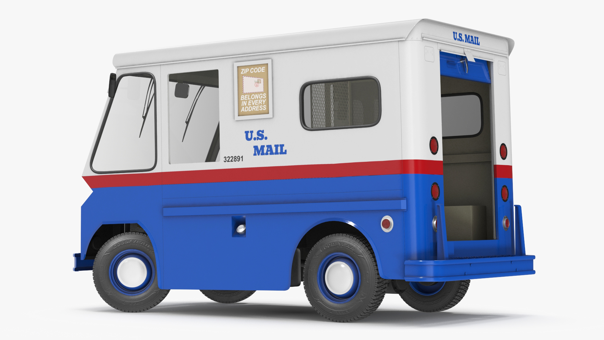 3D US Mail Studebaker ZIP Van Rigged model