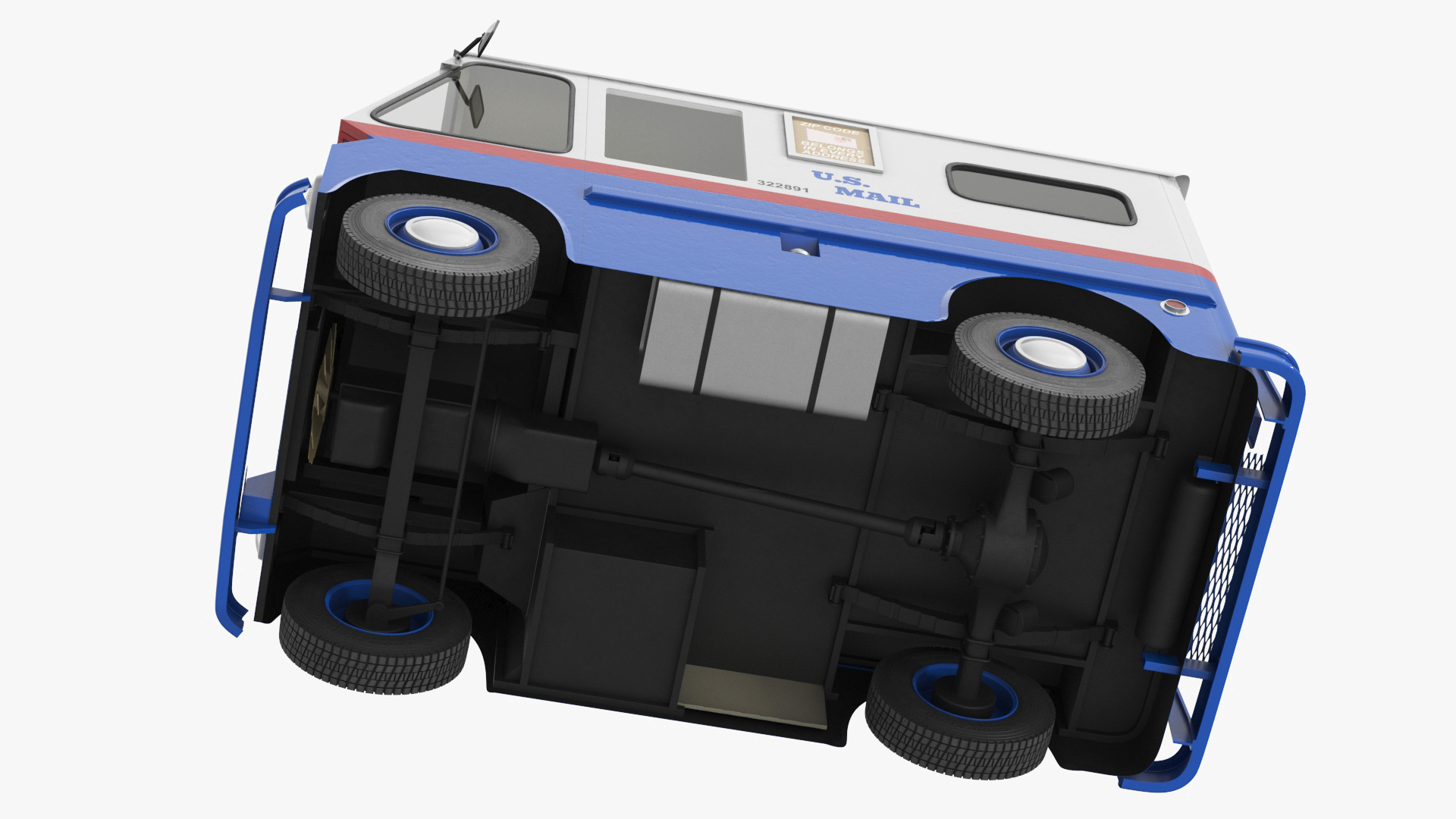 3D US Mail Studebaker ZIP Van Rigged model