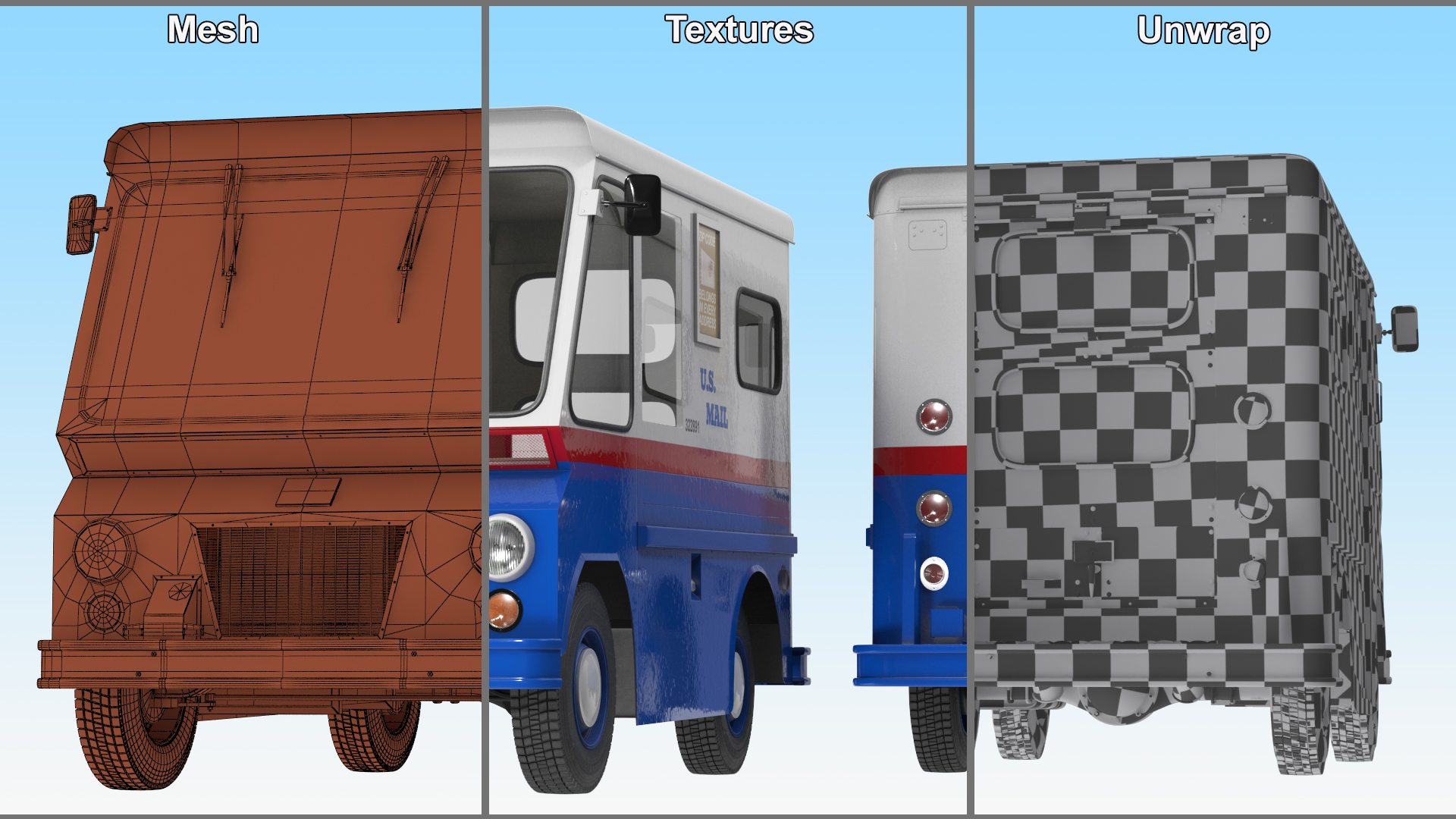 3D US Mail Studebaker ZIP Van Rigged model