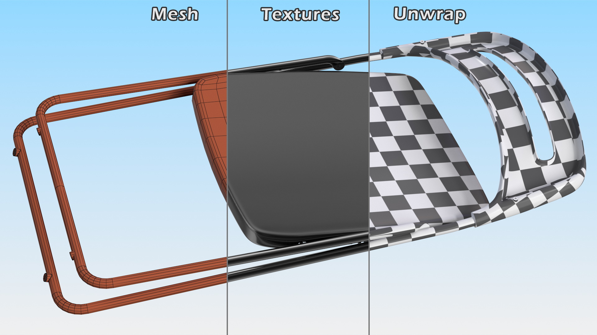 Plastic Folding Chair Black Folded 3D model