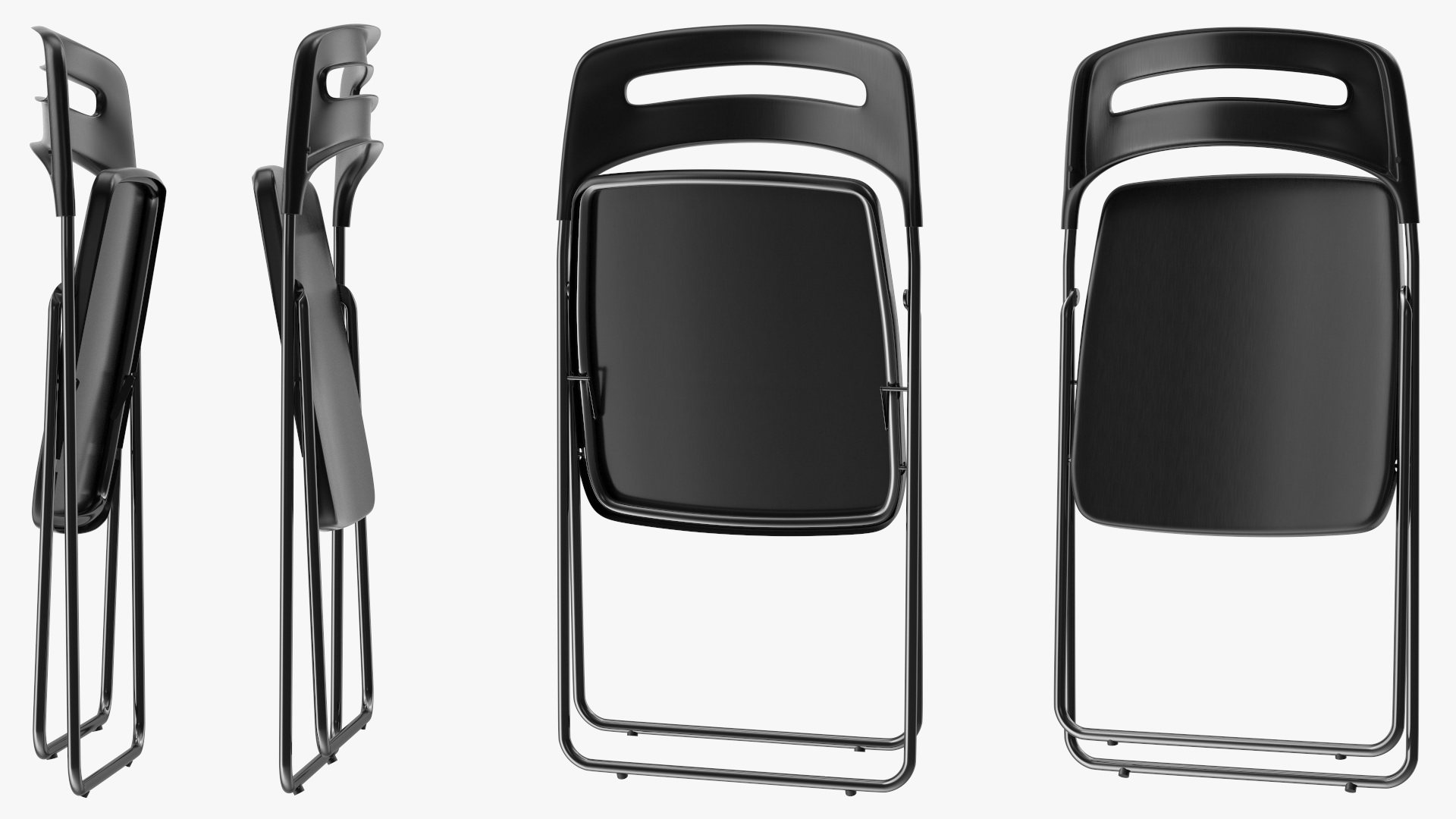 Plastic Folding Chair Black Folded 3D model