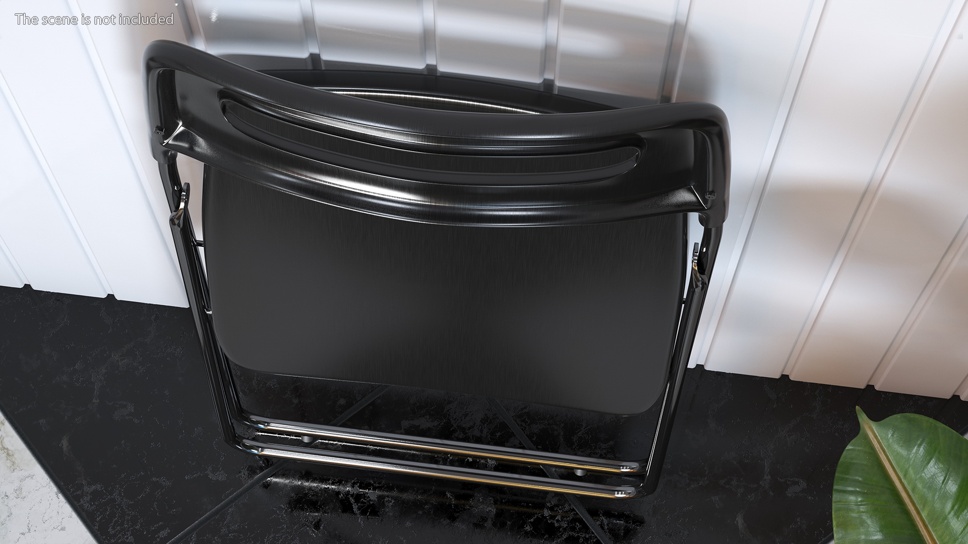 Plastic Folding Chair Black Folded 3D model