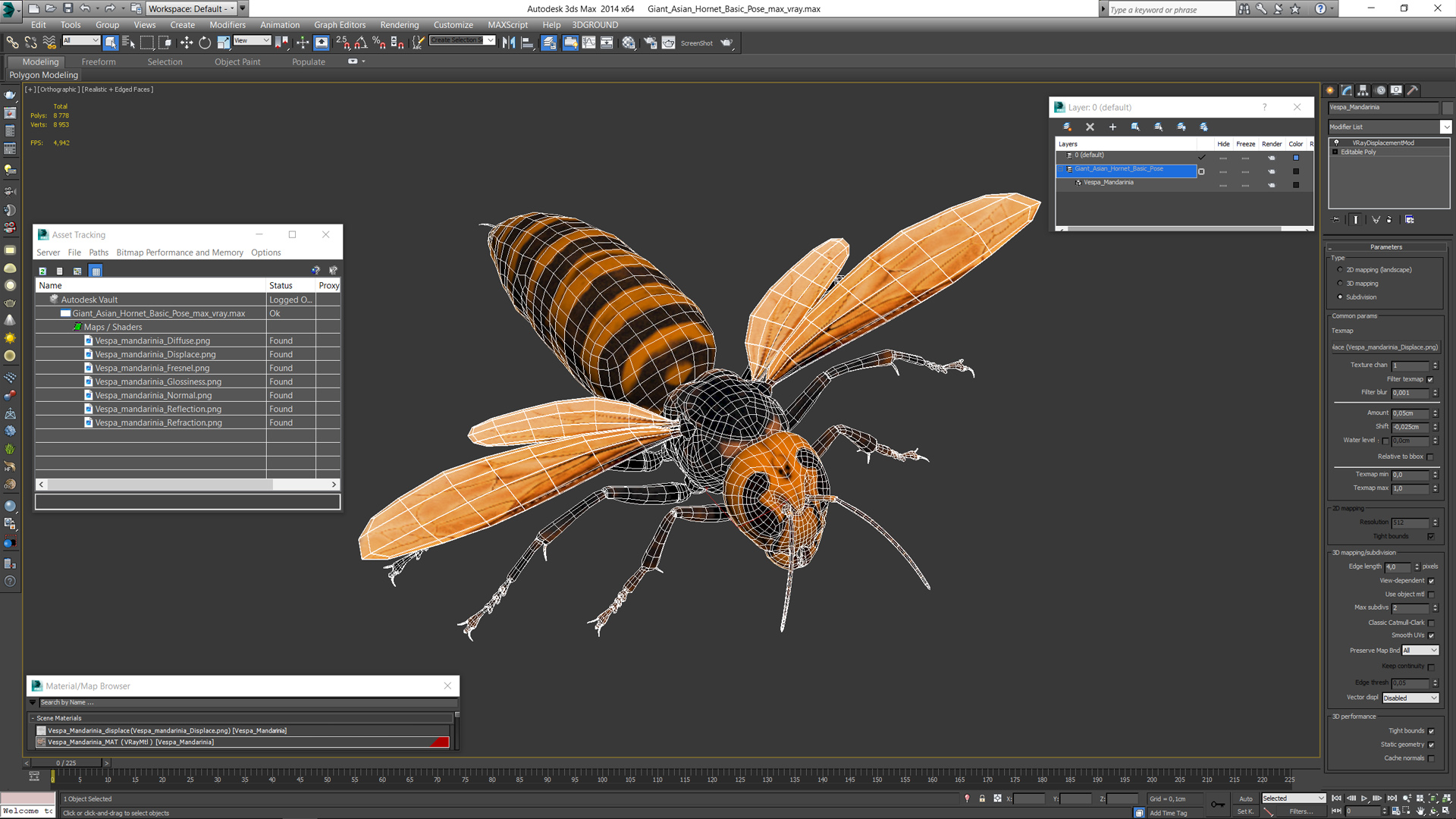 Giant Asian Hornet Basic Pose 3D model