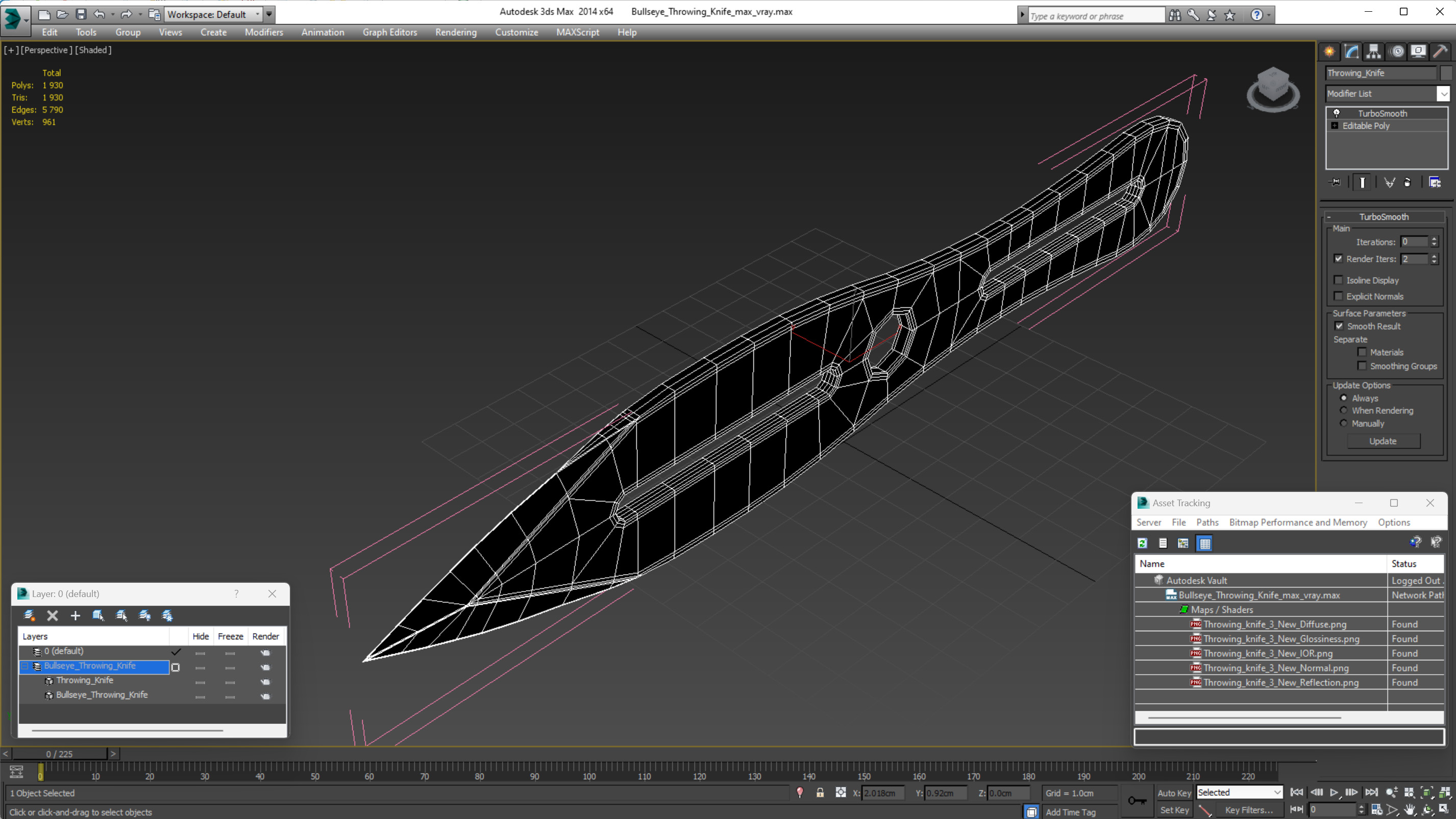 3D Bullseye Throwing Knife model
