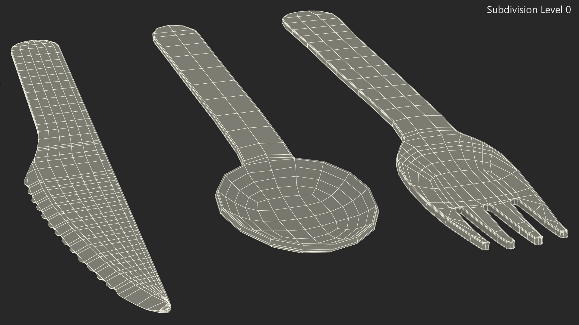 3D model Disposable Wooden Cutlery