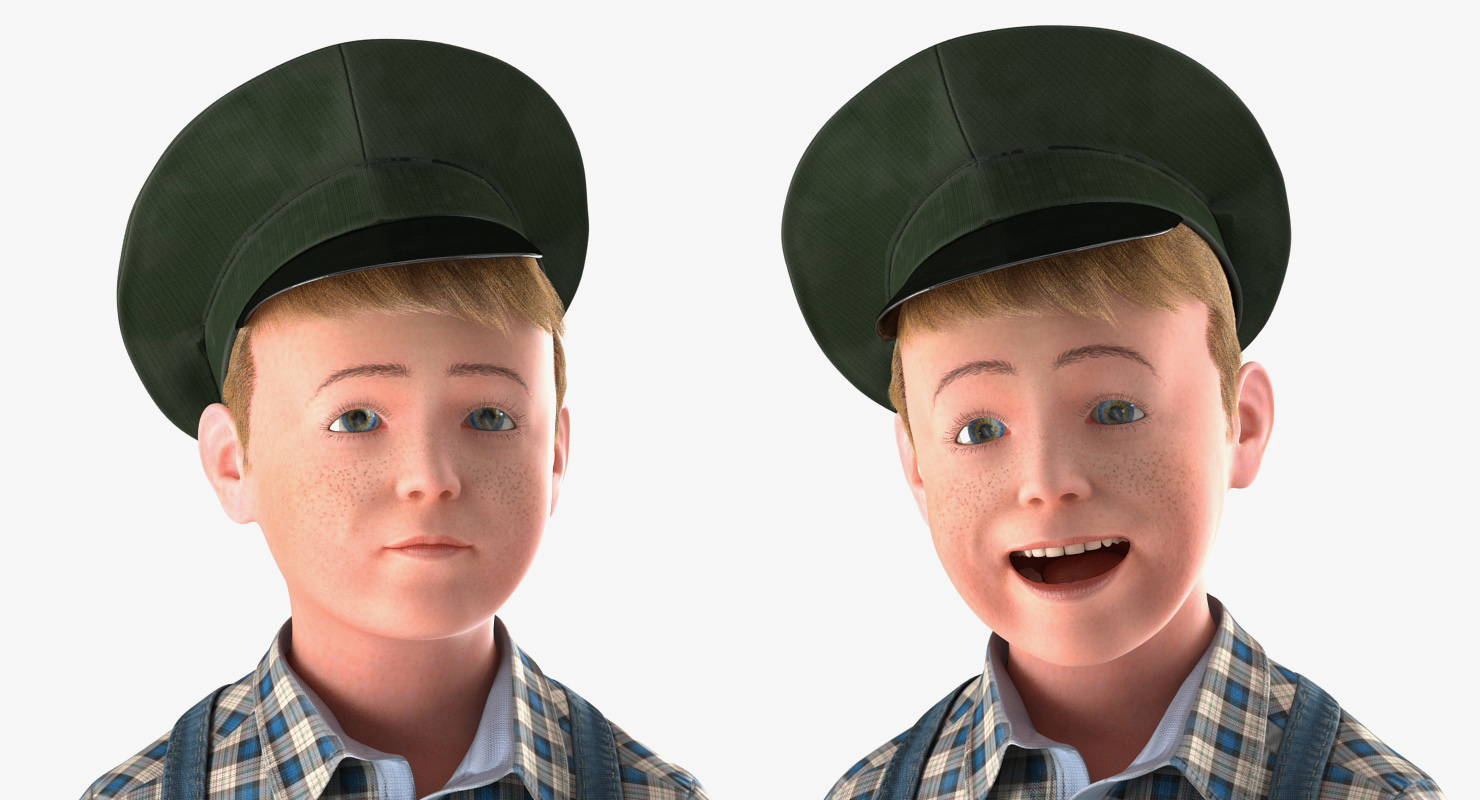 3D Vintage Rocking Horse with Child Boy Rigged model