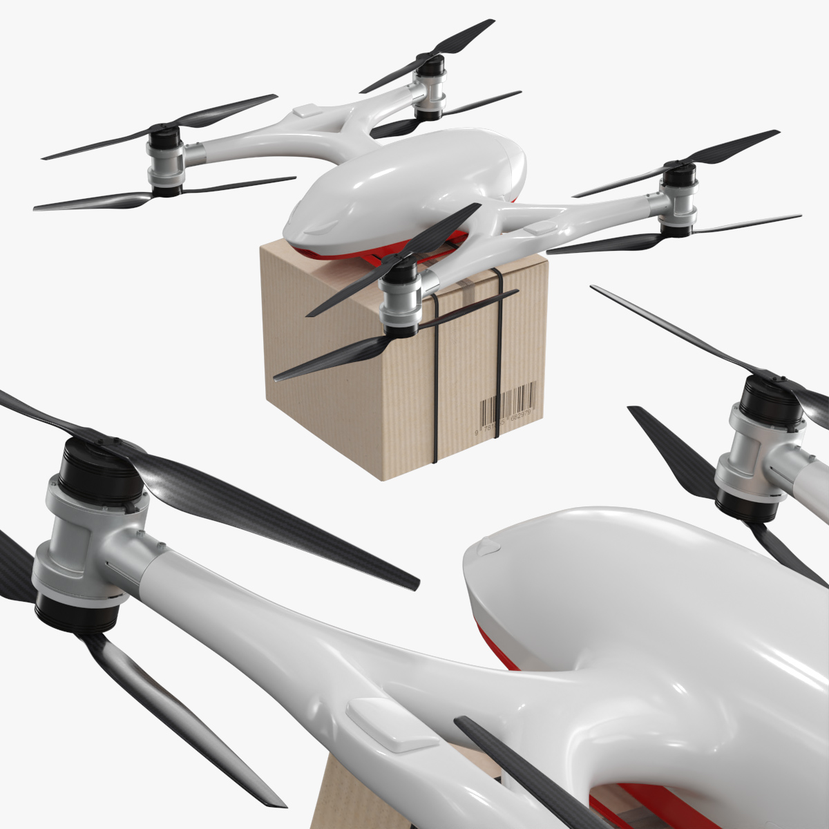 Delivery Drone with Cardboard Box