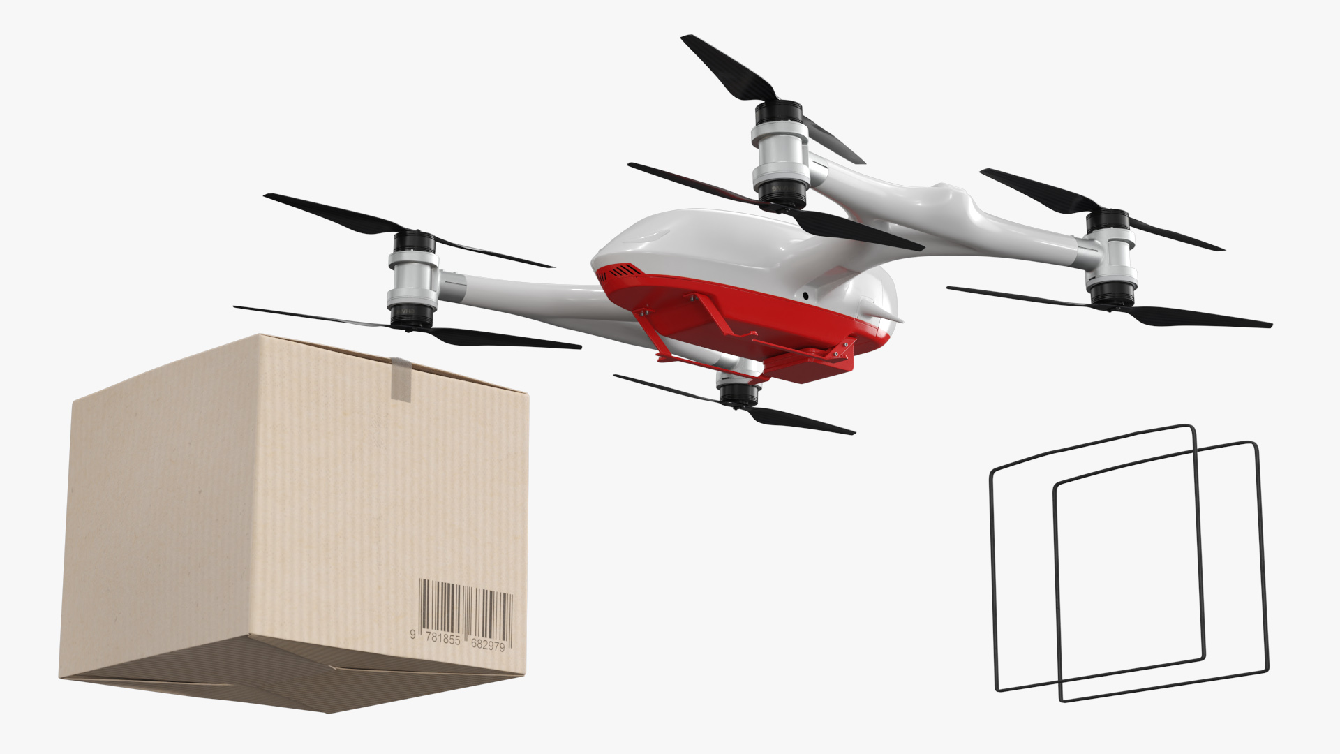 Delivery Drone with Cardboard Box, view 8