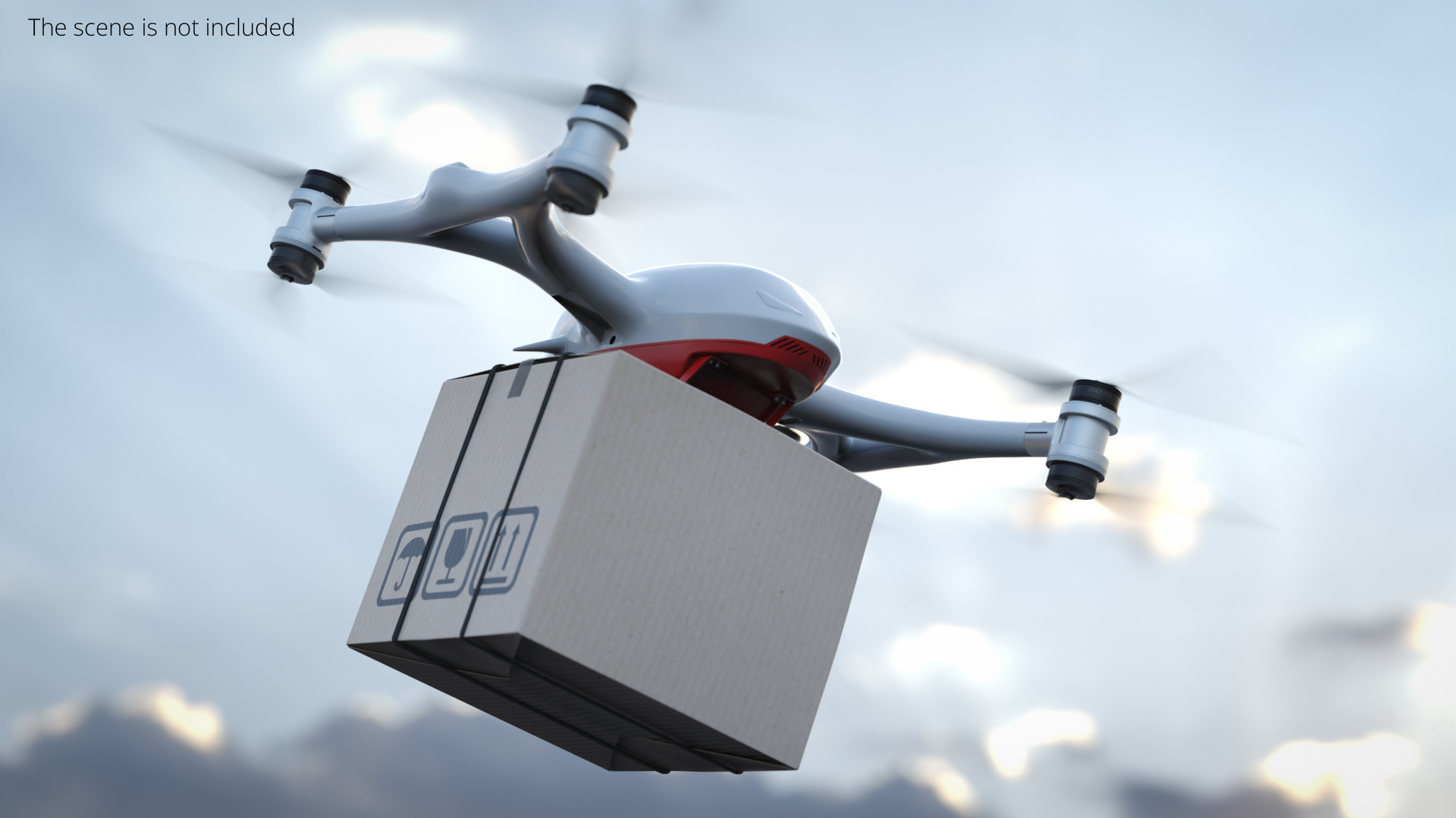 Delivery Drone with Cardboard Box, view 2