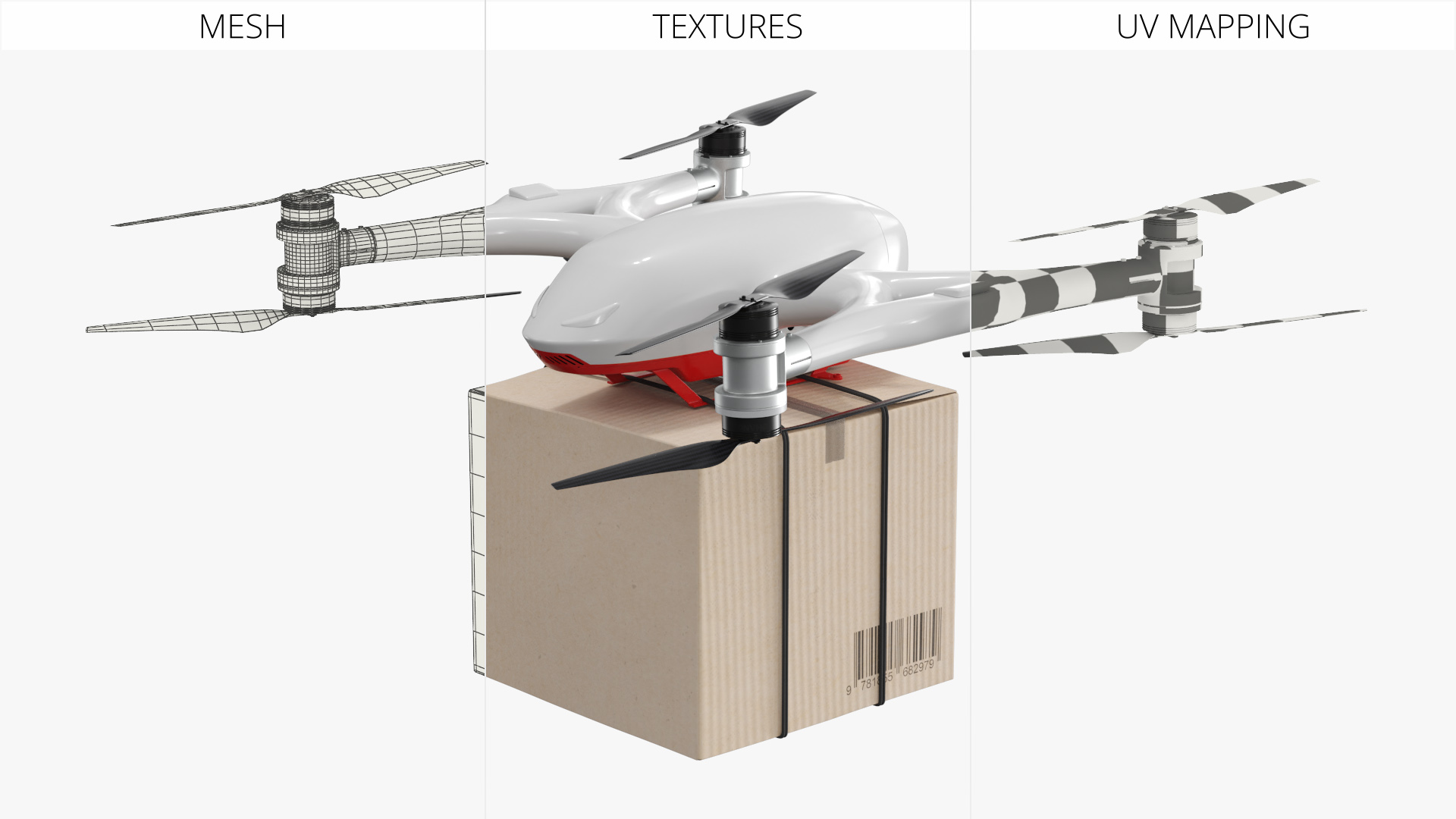 Delivery Drone with Cardboard Box, view 9