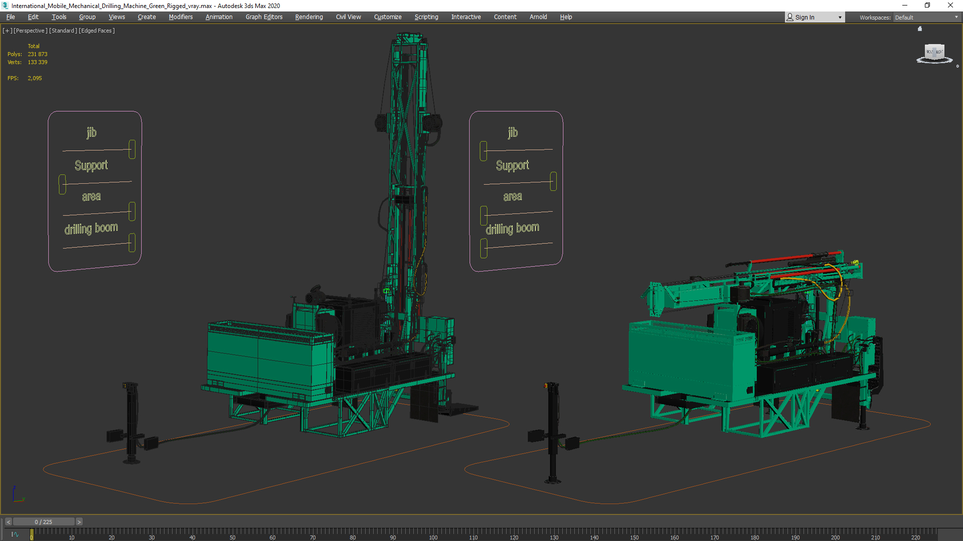 3D International Mobile Mechanical Drilling Machine Green Rigged