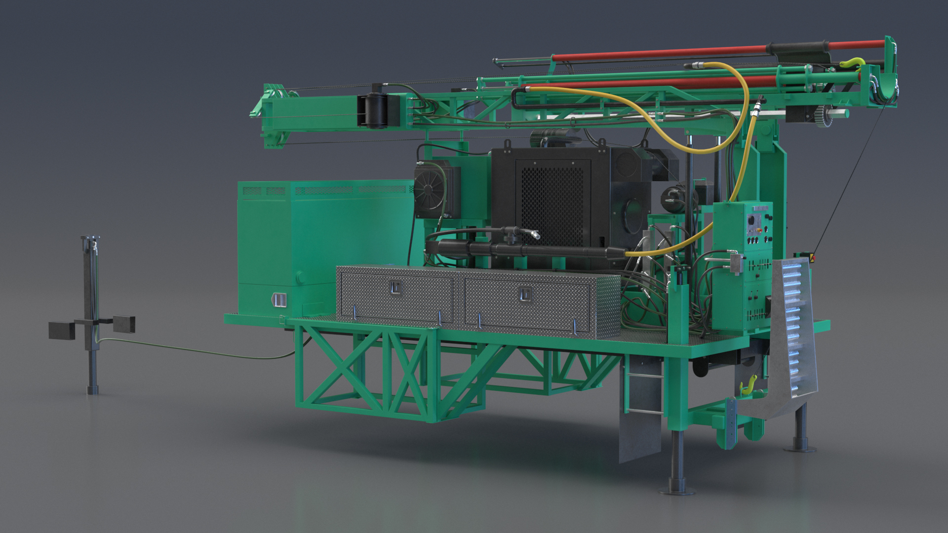 3D International Mobile Mechanical Drilling Machine Green Rigged