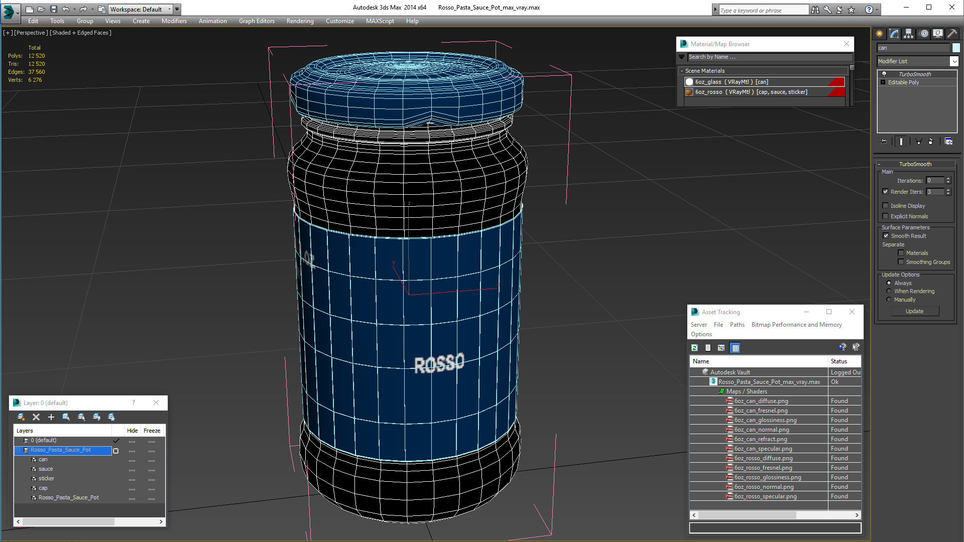 3D Rosso Pasta Sauce Pot