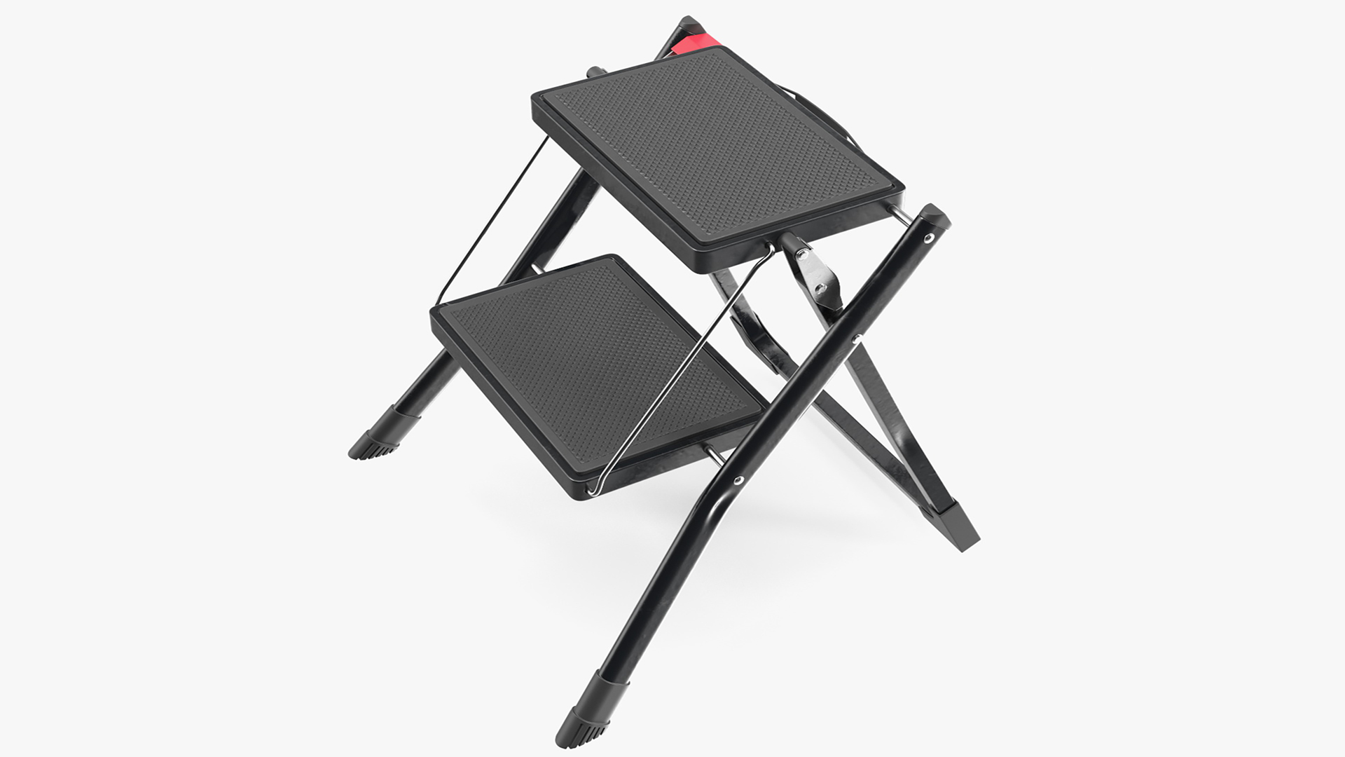 3D Two Steps Black Steel Stool Rigged for Cinema 4D model
