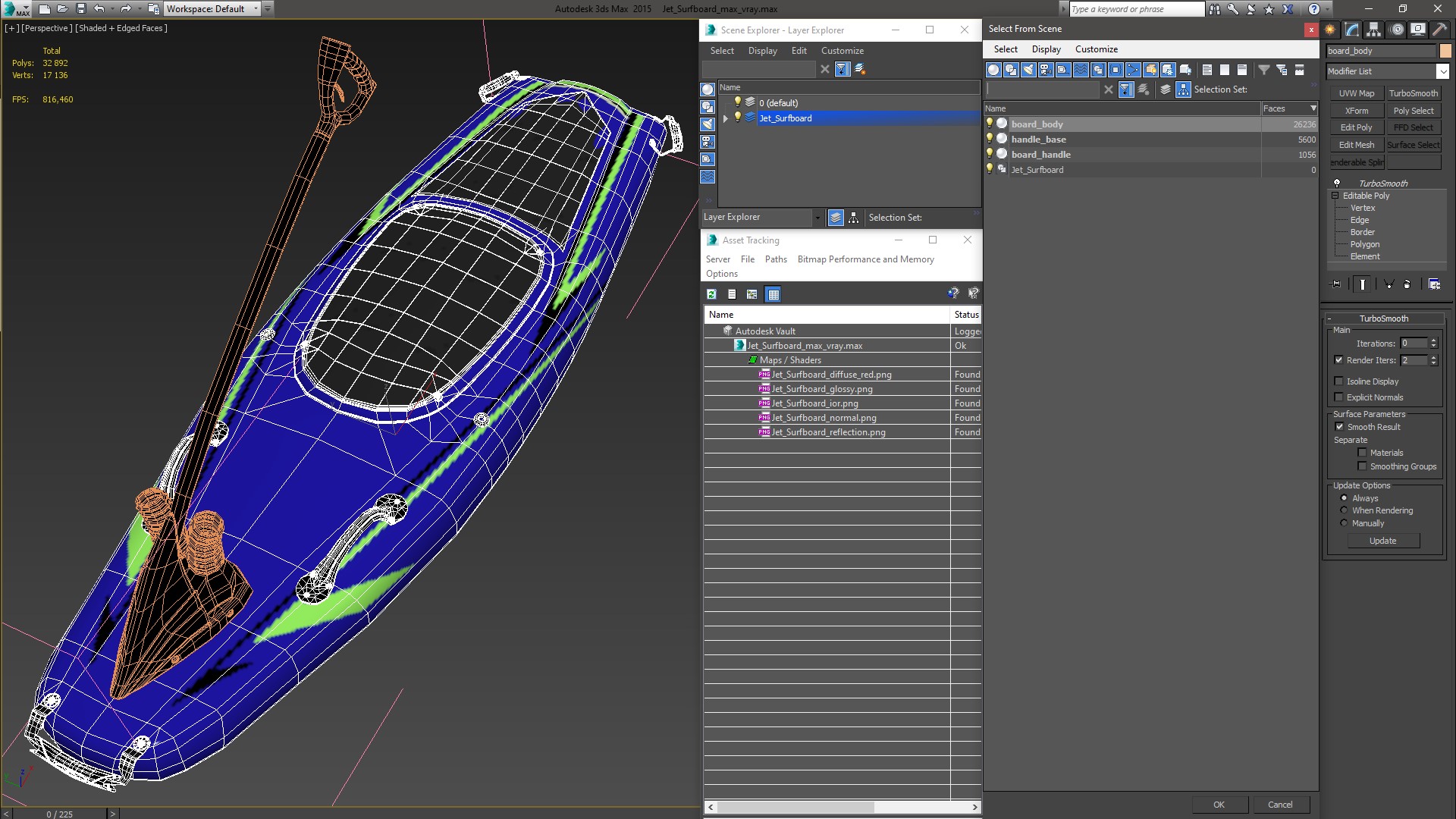 3D Jet Surfboard model
