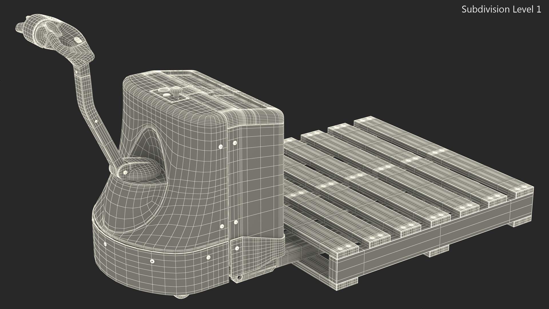 3D Electric Pallet Jack and Wooden Pallet model
