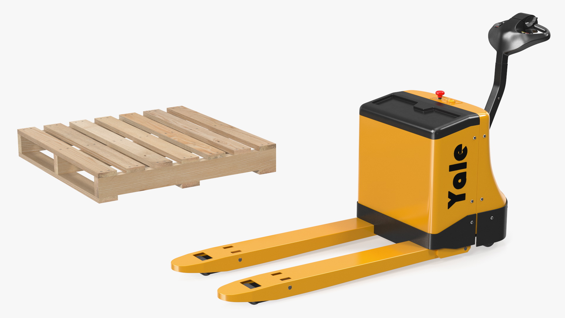 3D Electric Pallet Jack and Wooden Pallet model