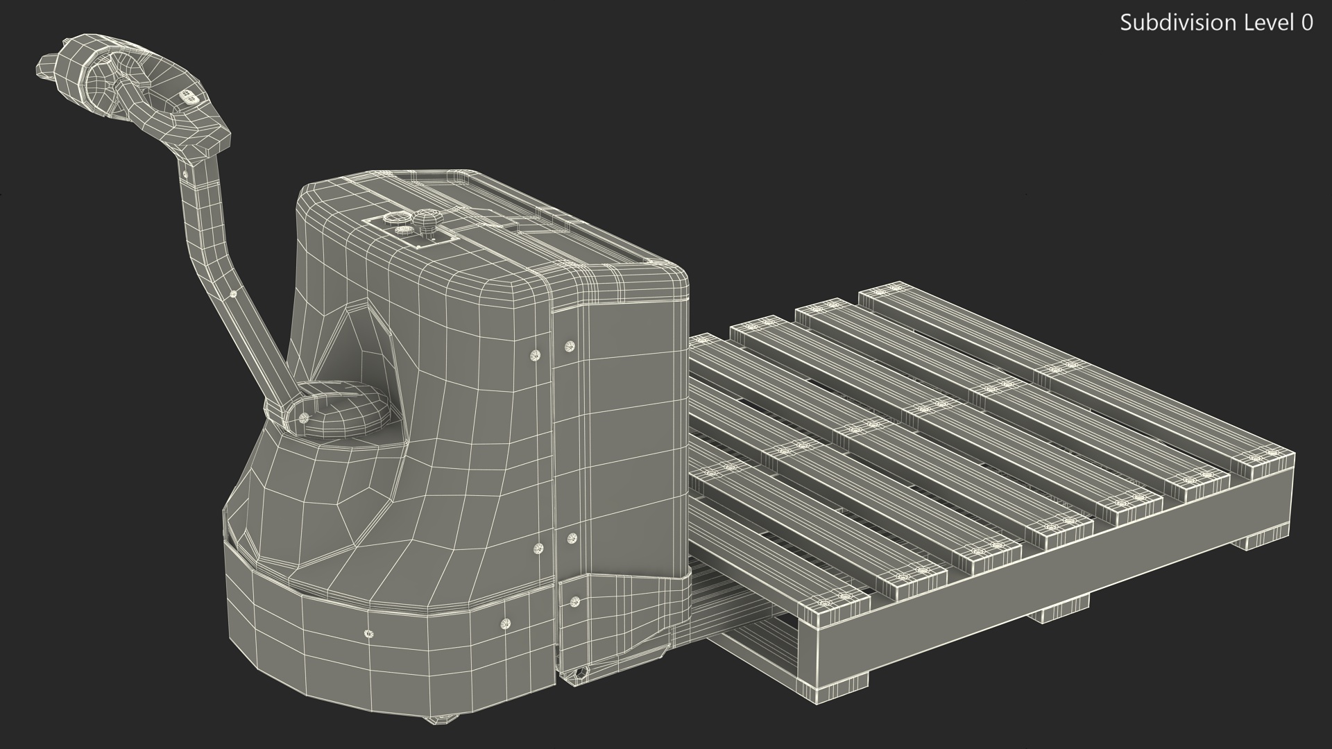 3D Electric Pallet Jack and Wooden Pallet model