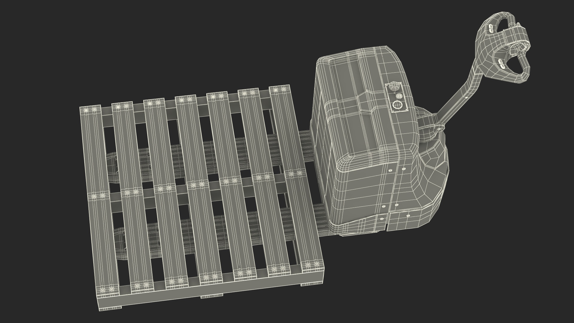 3D Electric Pallet Jack and Wooden Pallet model