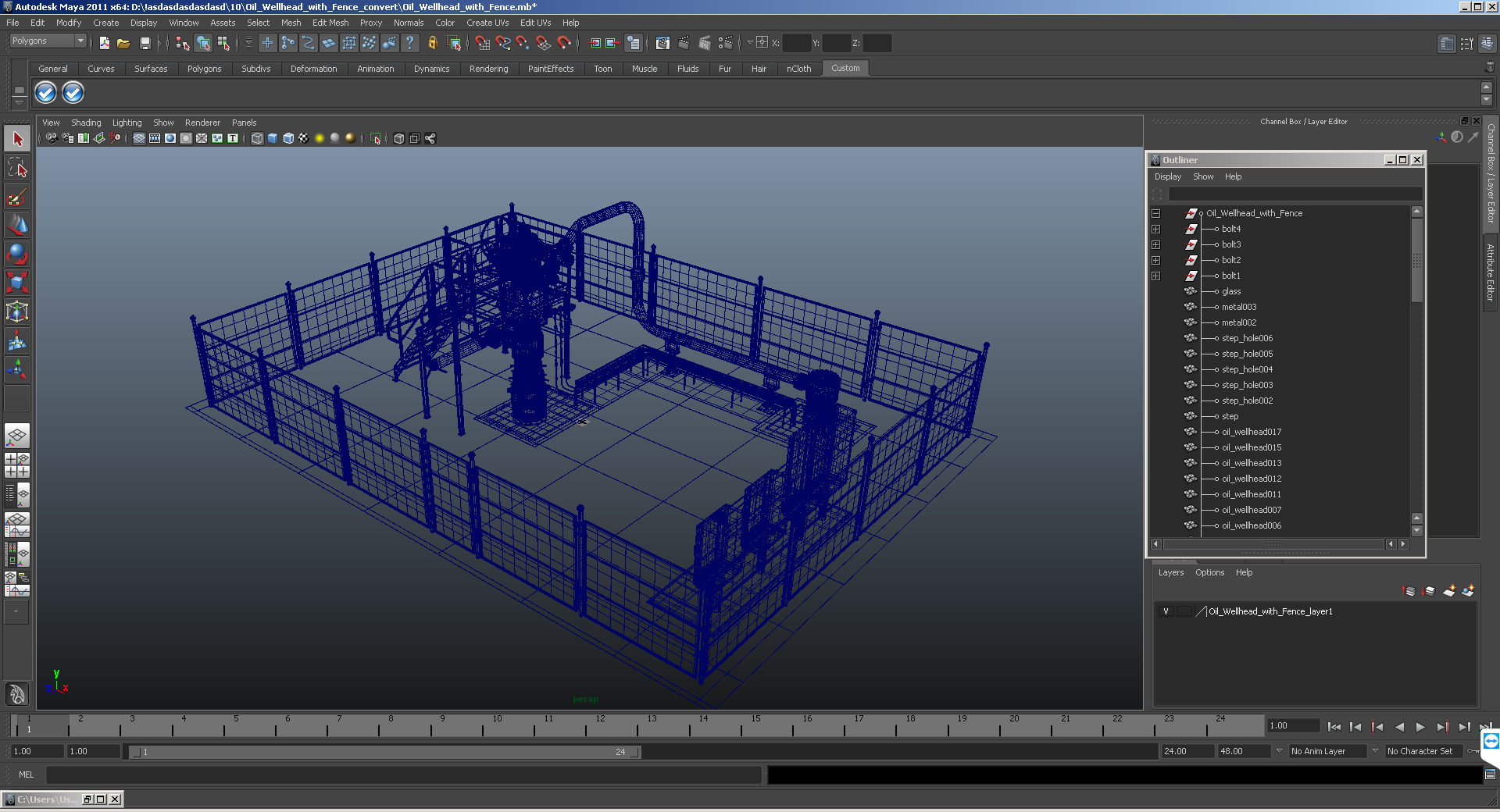 3D Oil Wellhead with Fence model