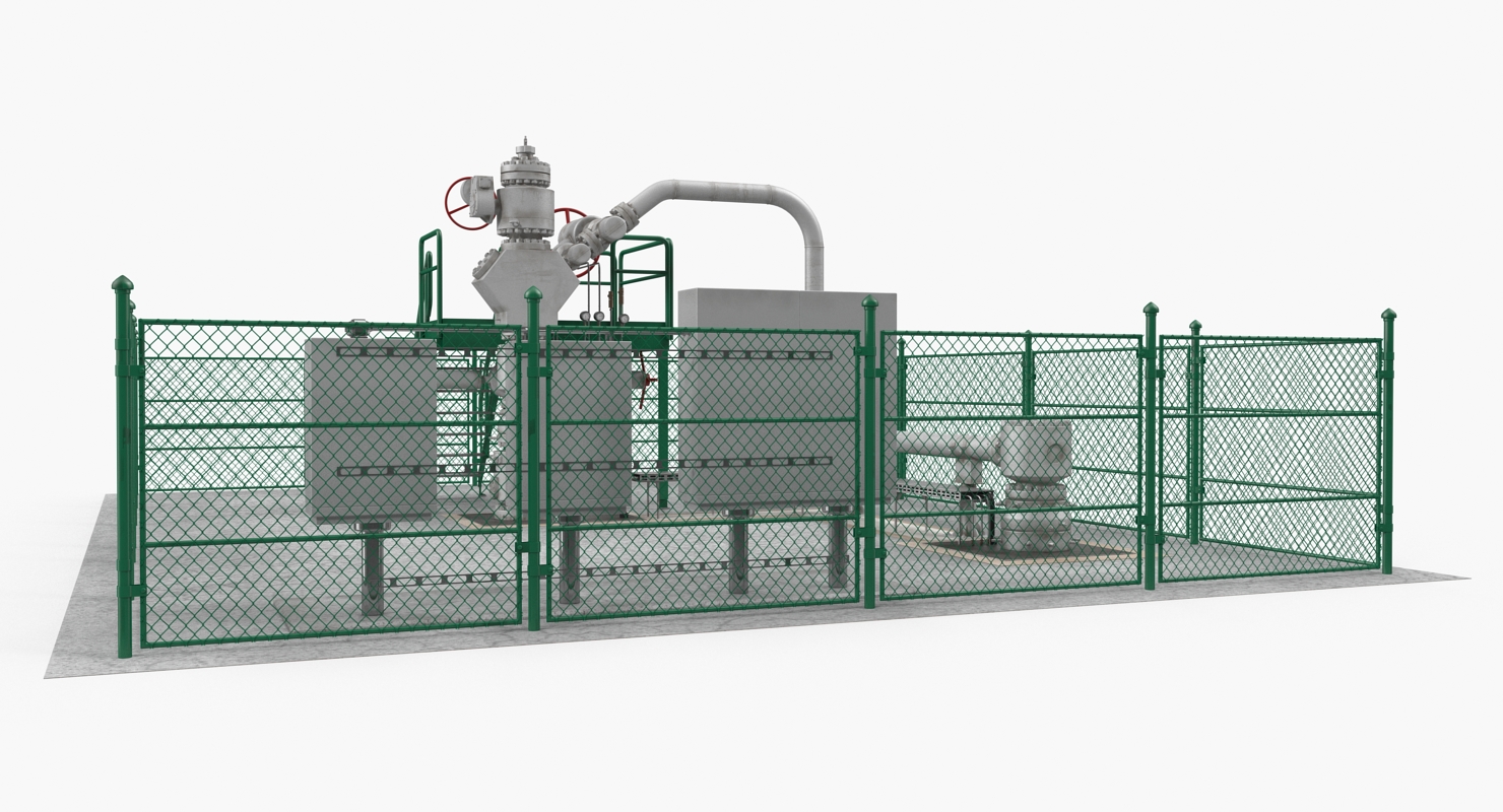 3D Oil Wellhead with Fence model
