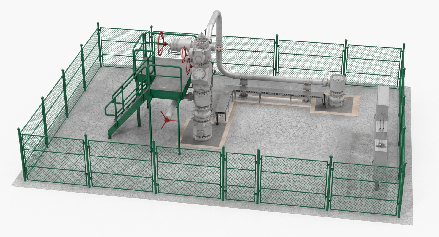 3D Oil Wellhead with Fence model
