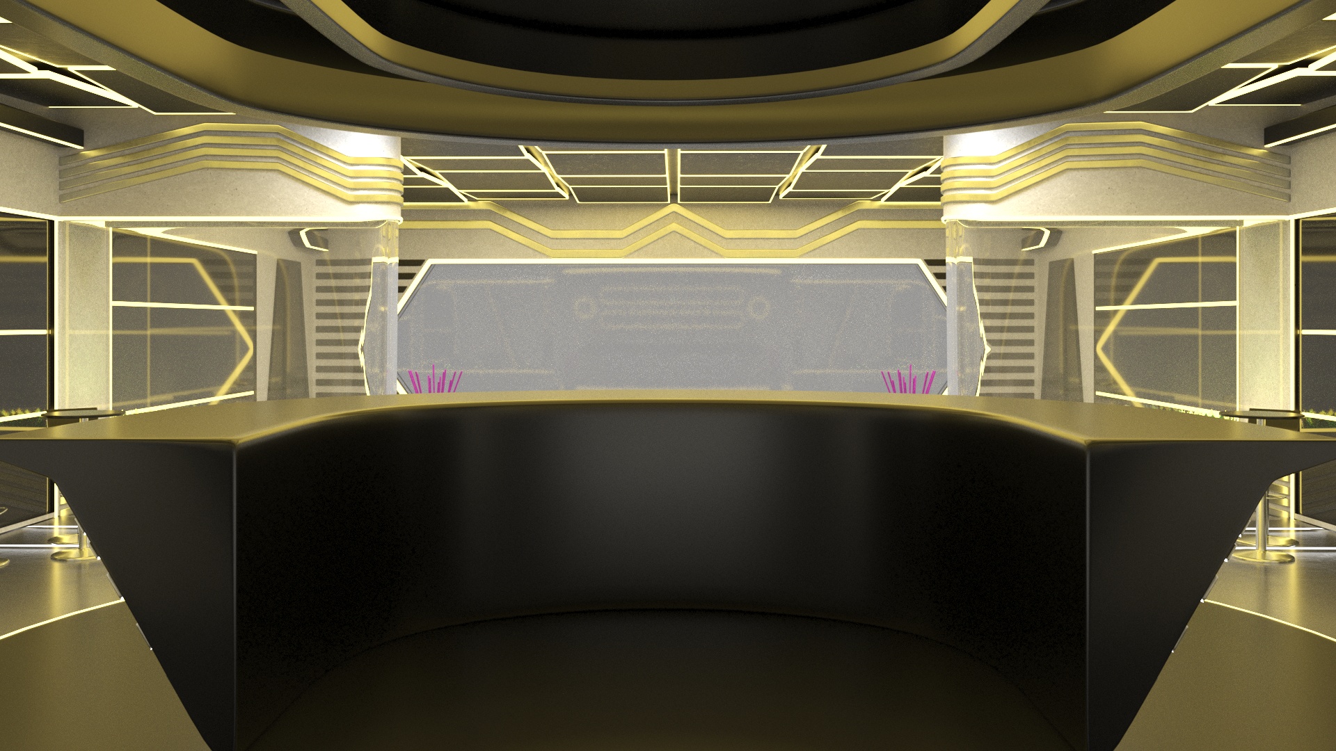 3D model Fantastic Cafe Interior Yellow Lights On